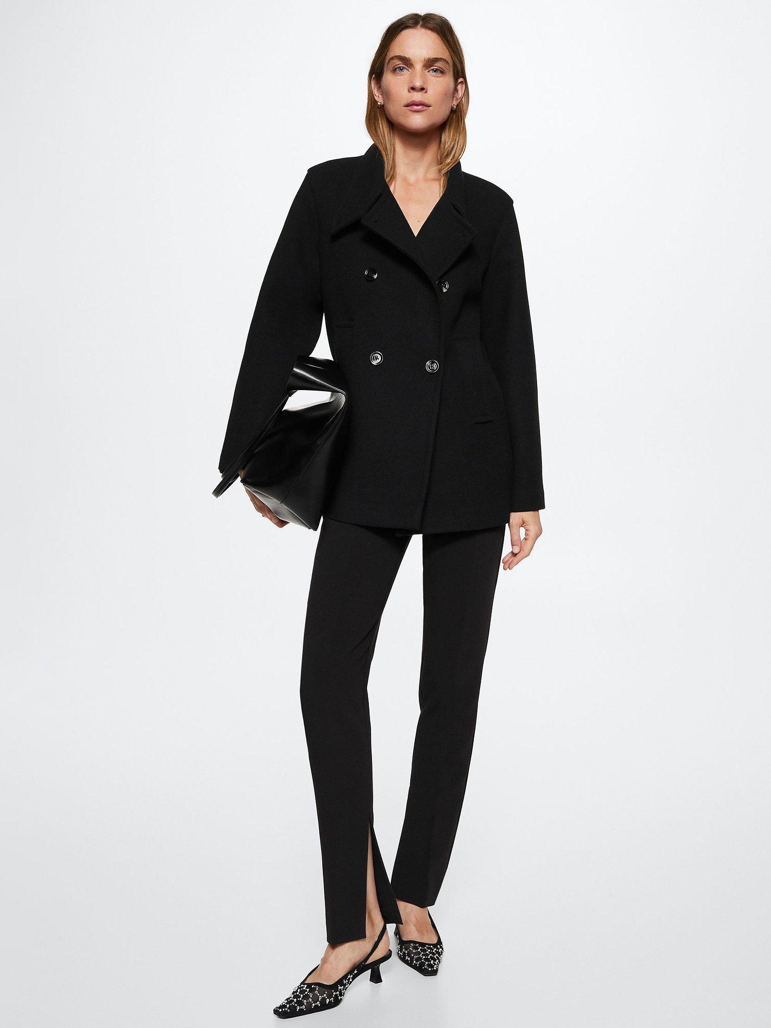 Product image 2 of 7, which shows Mango Wool Blend Tailored Coat, Black, XXS