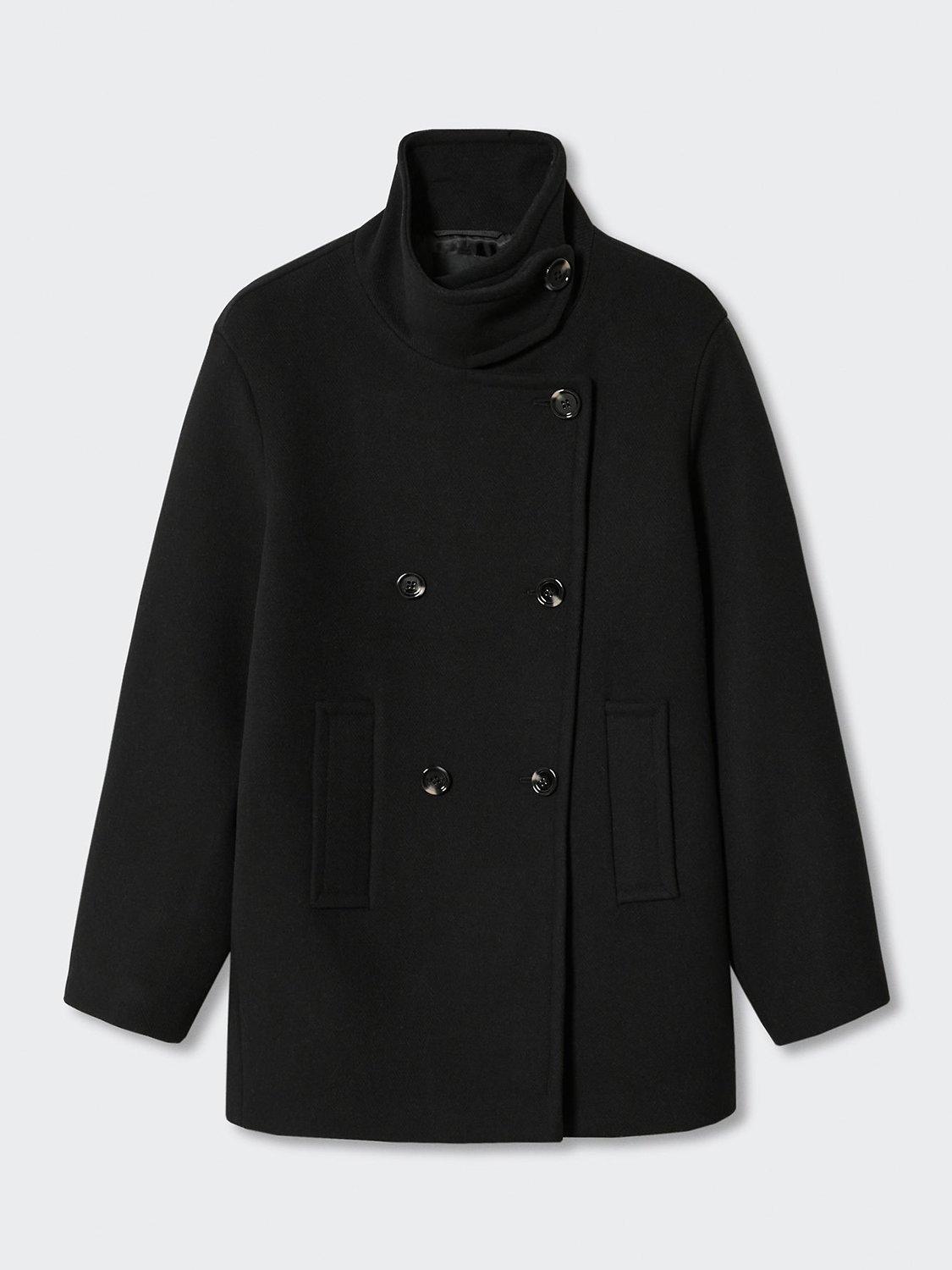 Product image 3 of 7, which shows Mango Wool Blend Tailored Coat, Black, XXS