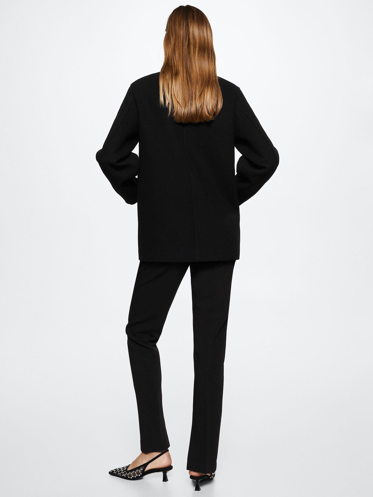 Product image 4 of 7, which shows Mango Wool Blend Tailored Coat, Black, XXS