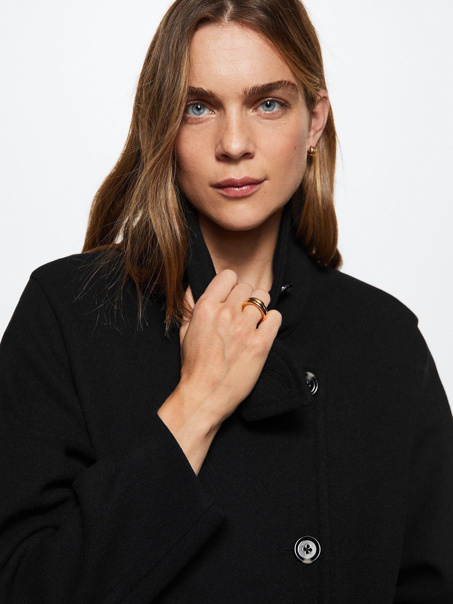 Product image 5 of 7, which shows Mango Wool Blend Tailored Coat, Black, XXS