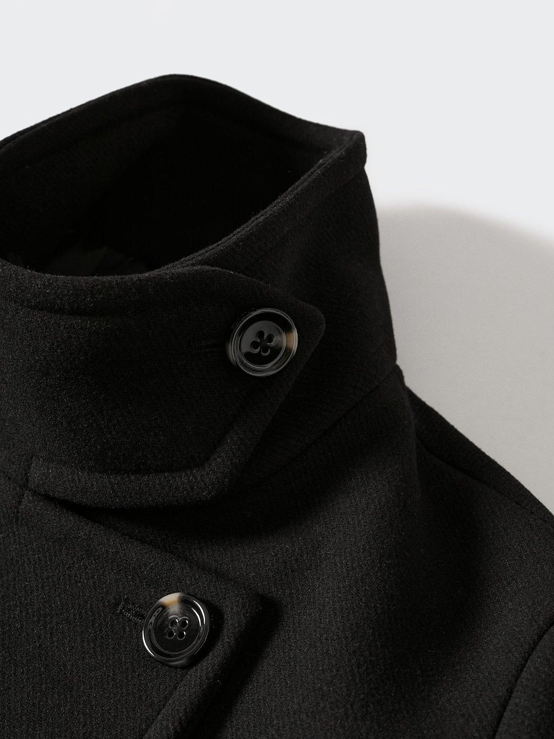 Product image 7 of 7, which shows Mango Wool Blend Tailored Coat, Black, XXS