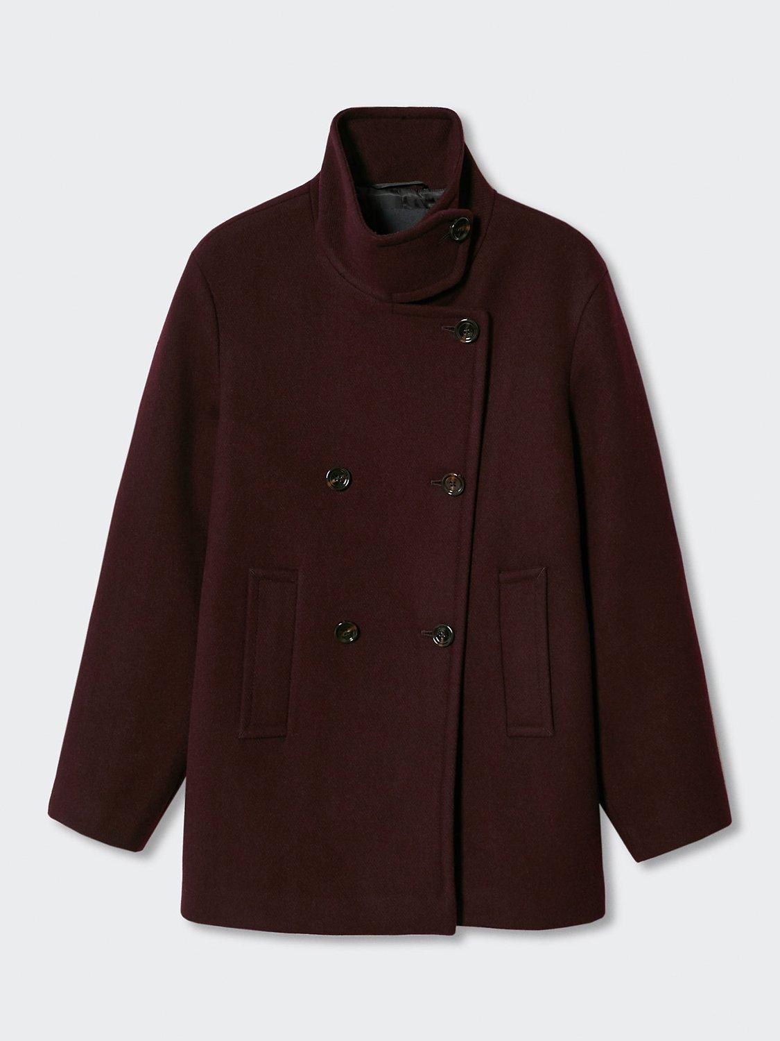 Product image 3 of 7, which shows Mango Imagine Wool Blend Coat, Dark Red, XXS