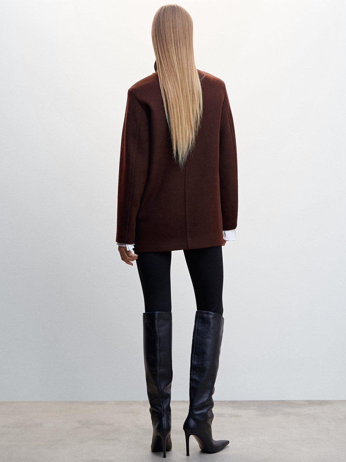 Product image 4 of 7, which shows Mango Imagine Wool Blend Coat, Dark Red, XXS