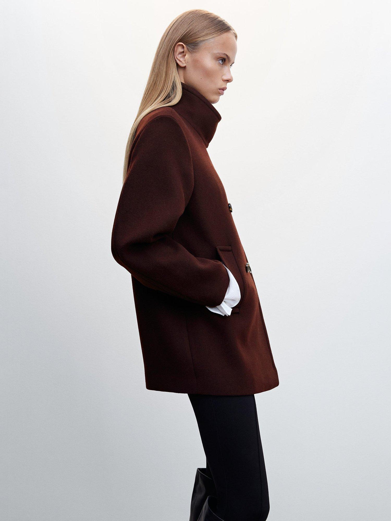 Product image 6 of 7, which shows Mango Imagine Wool Blend Coat, Dark Red, XXS