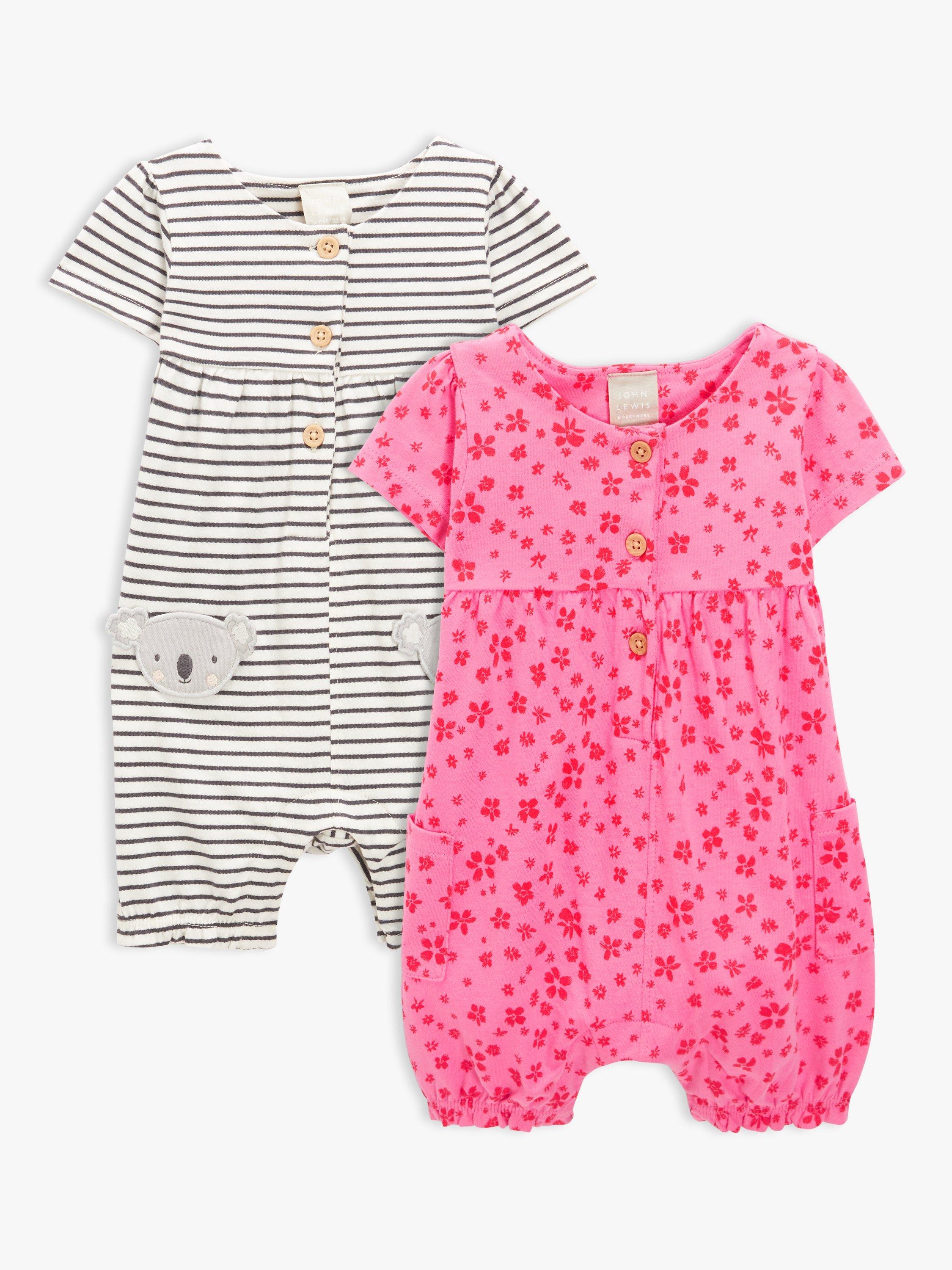 John Lewis Babys Romper, Pack of 2, Multi