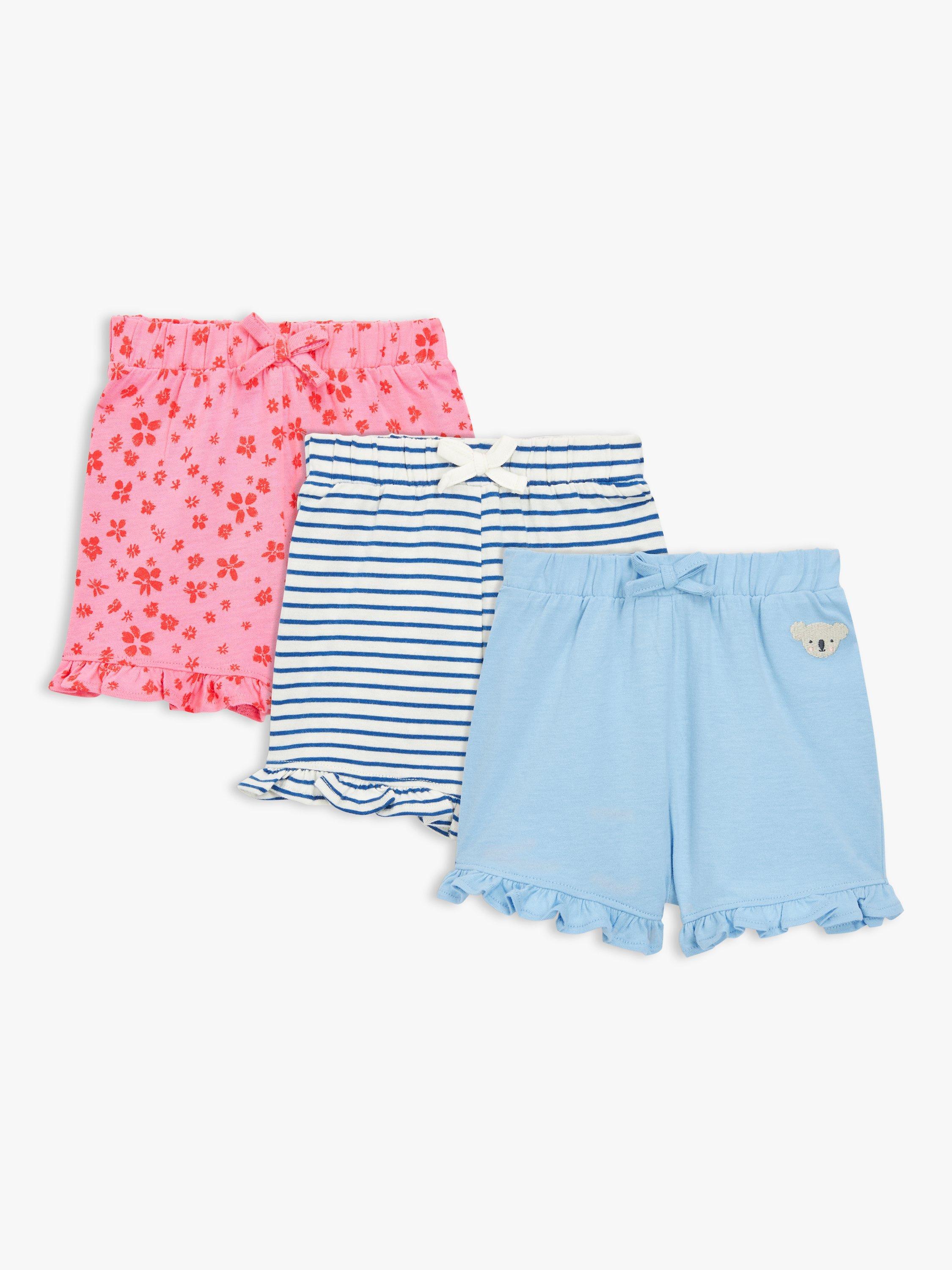 John Lewis Baby Floral & Stripe Shorts, Pack of 3, Multi