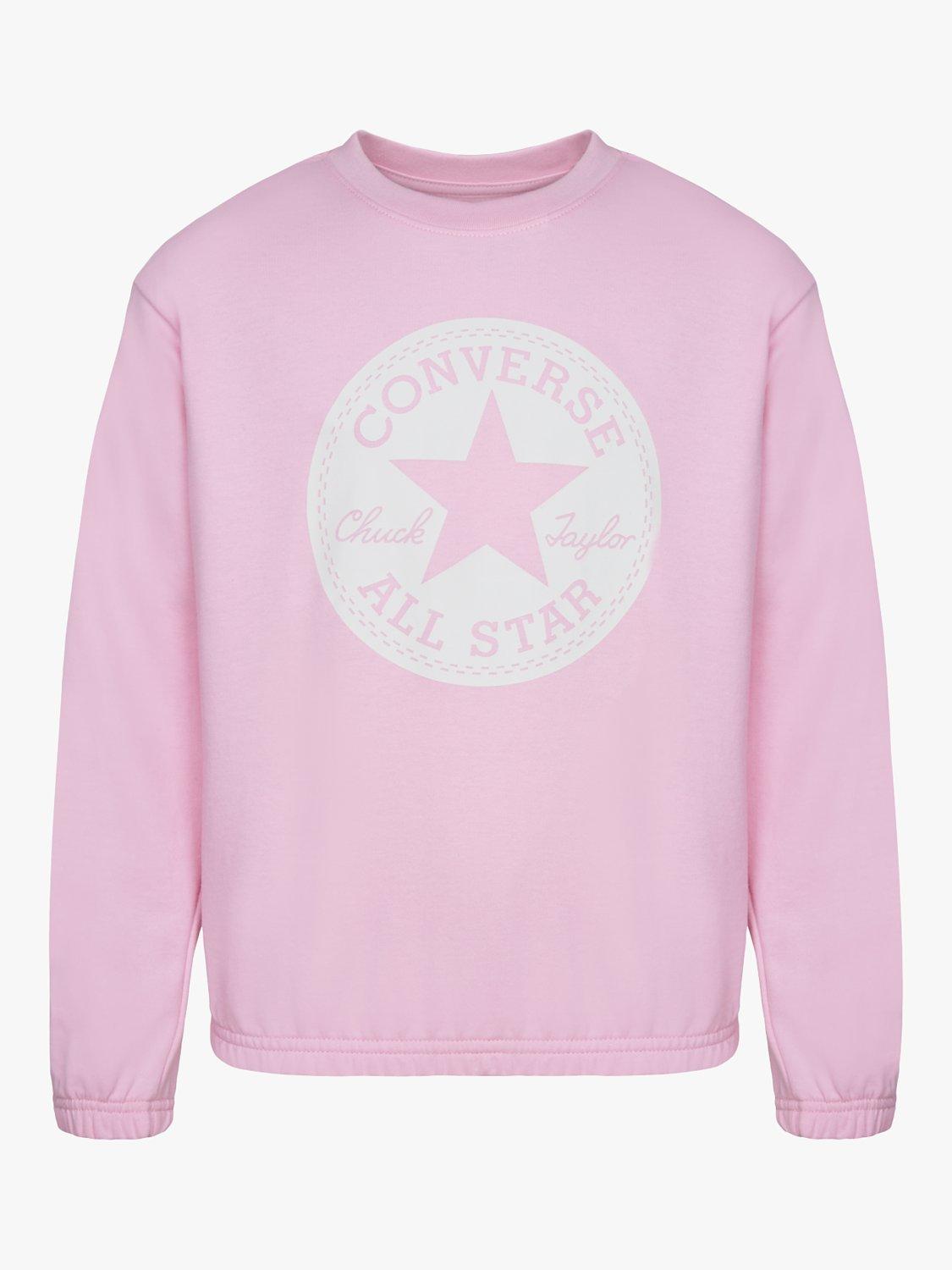 Converse Kids' Logo Crew Neck Jumper, Pink