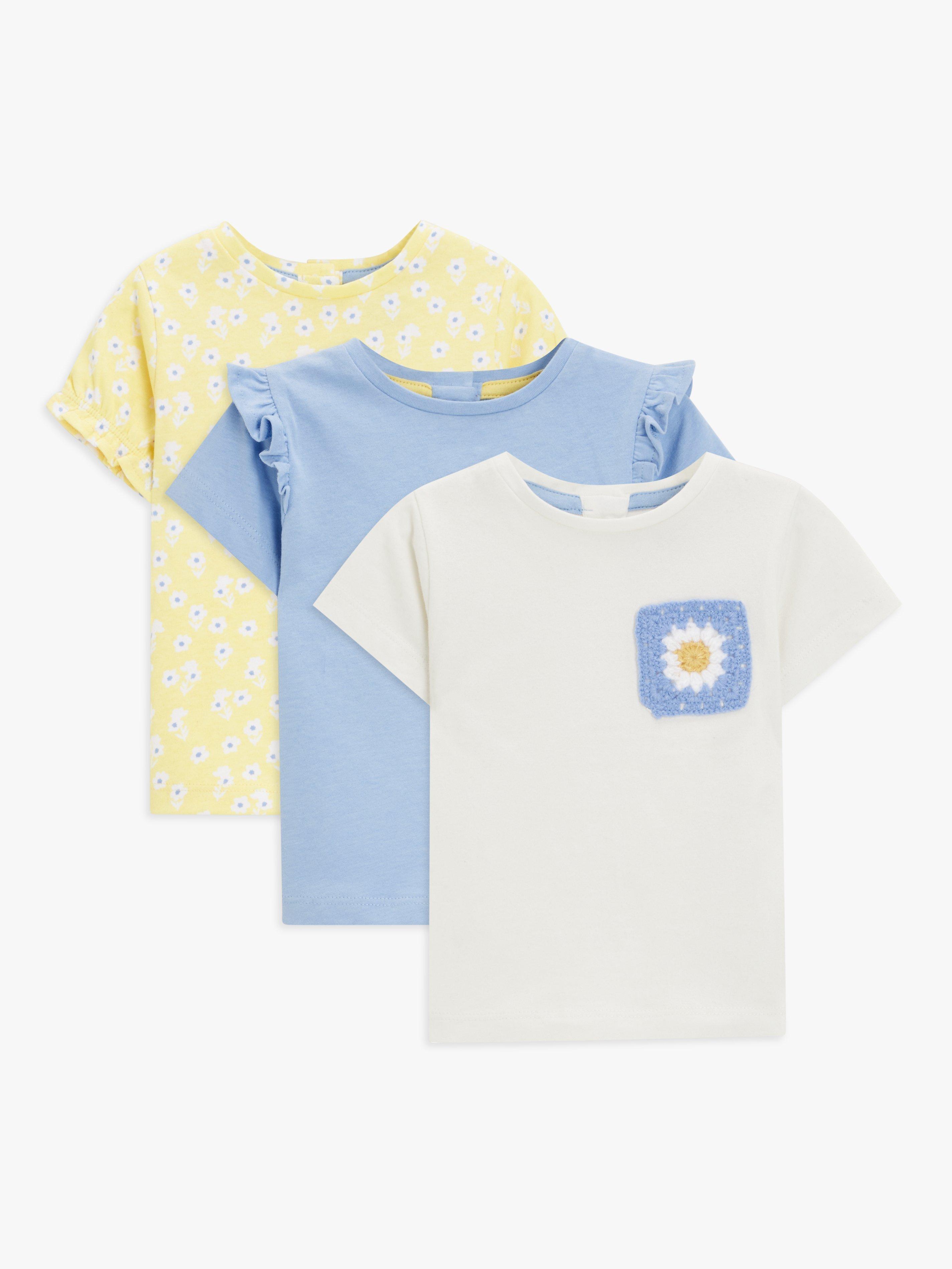 John Lewis Baby Floral T-Shirt, Pack of 3