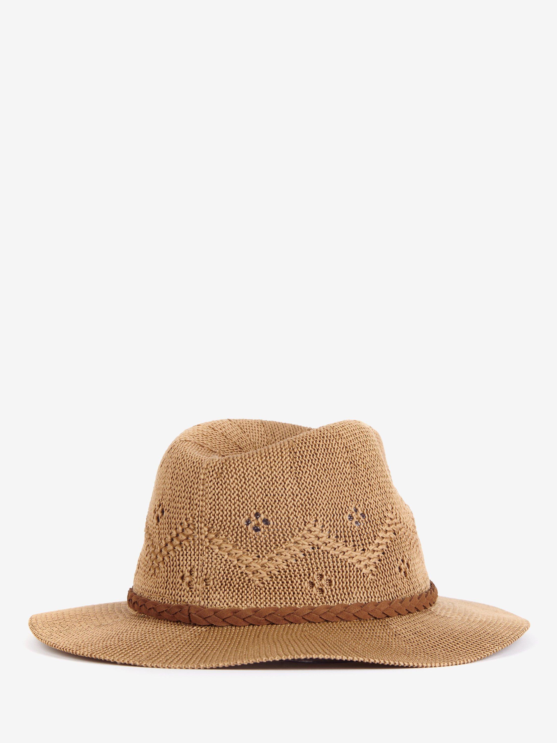Product image 2 of 3, which shows Barbour Flowerdale Crochet Trilby Hat, Trench, S