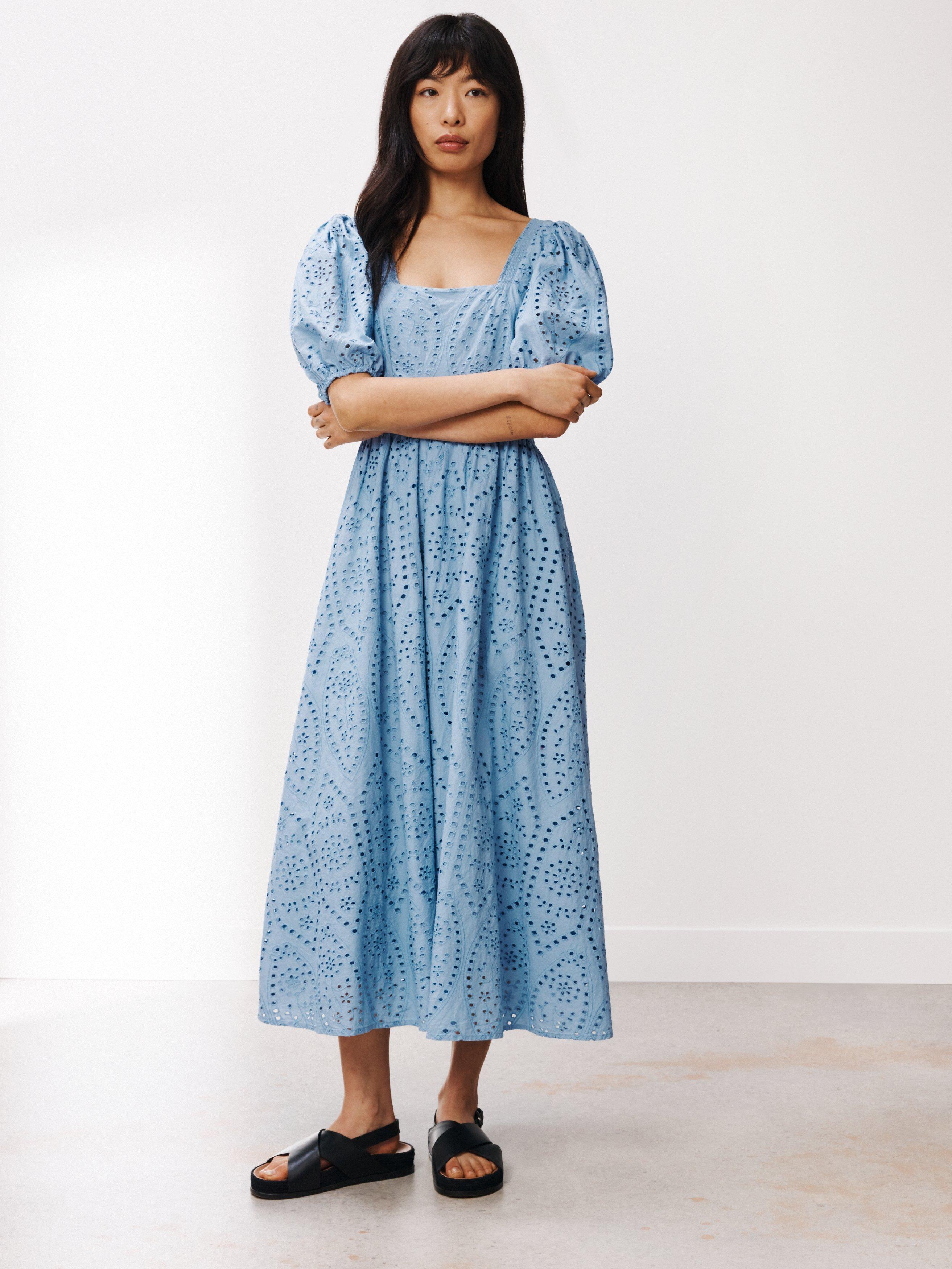 AND/OR Vierra Broderie Sun Dress, Light Blue