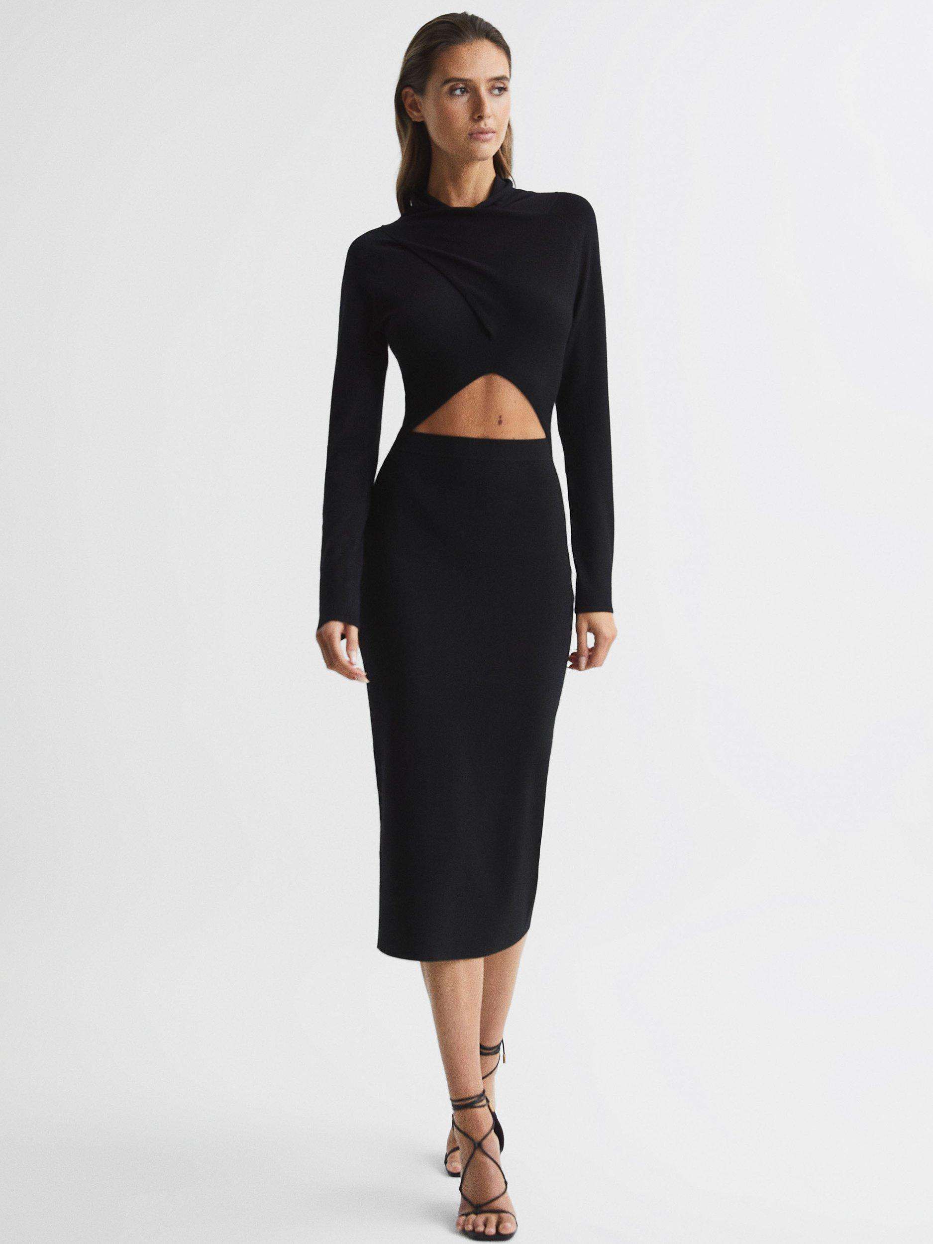 Reiss Ellen Knee Length Dress, Black