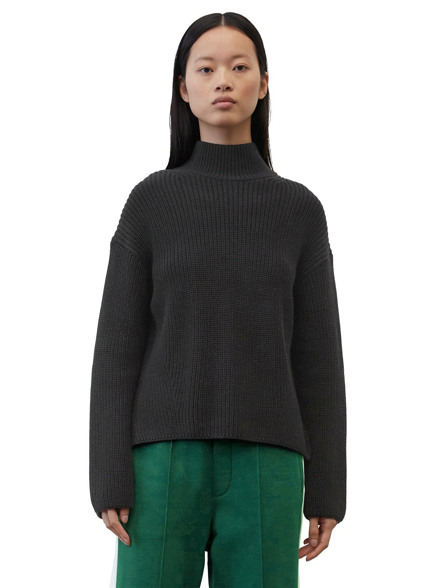Marc O'Polo Cotton Mock Neck Jumper, Black
