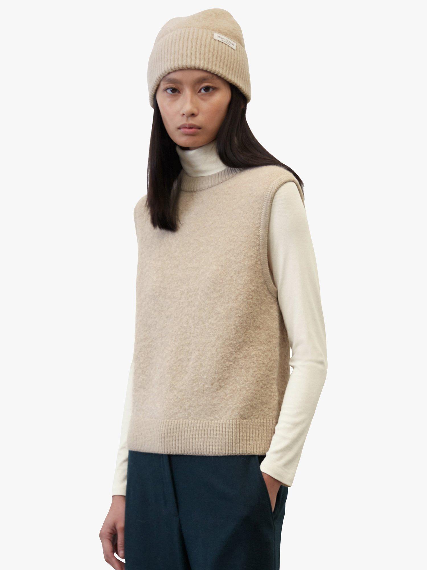 Marc O'Polo Round-Neck Sleeveless Wool Knit Jumper, Brown