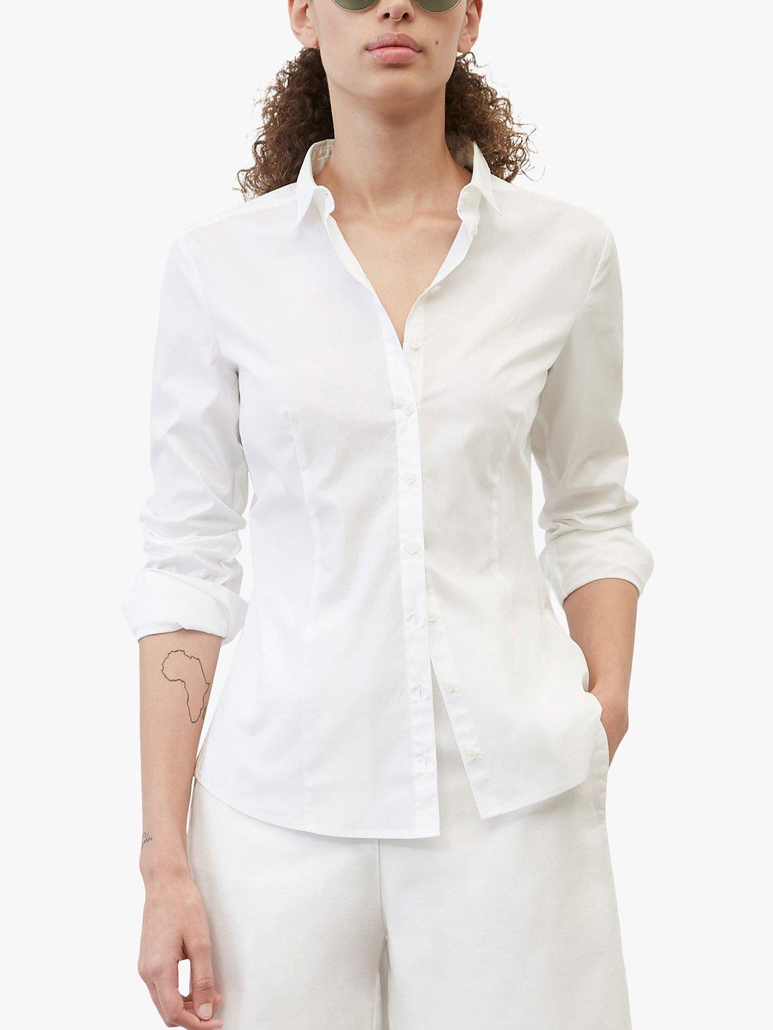 Marc O'Polo Cotton Logo Stitch Slim Fit Shirt, White, 6