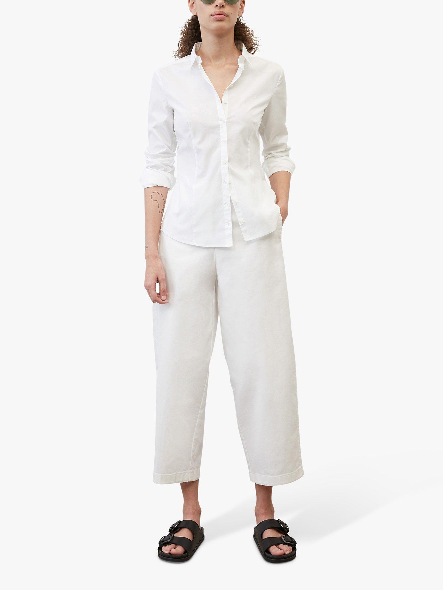 Marc O'Polo Cotton Logo Stitch Slim Fit Shirt, White, 6