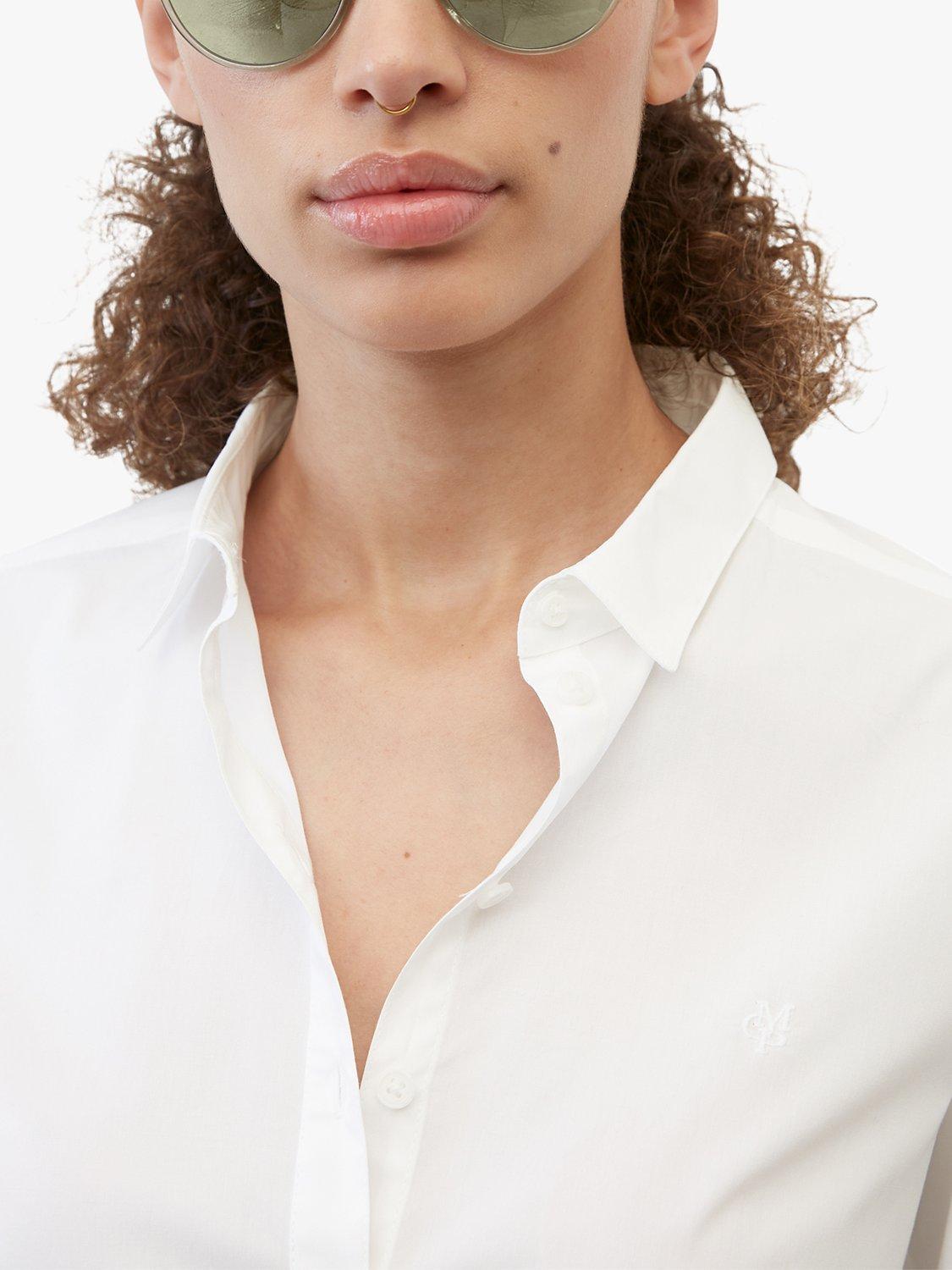Marc O'Polo Cotton Logo Stitch Slim Fit Shirt, White, 6