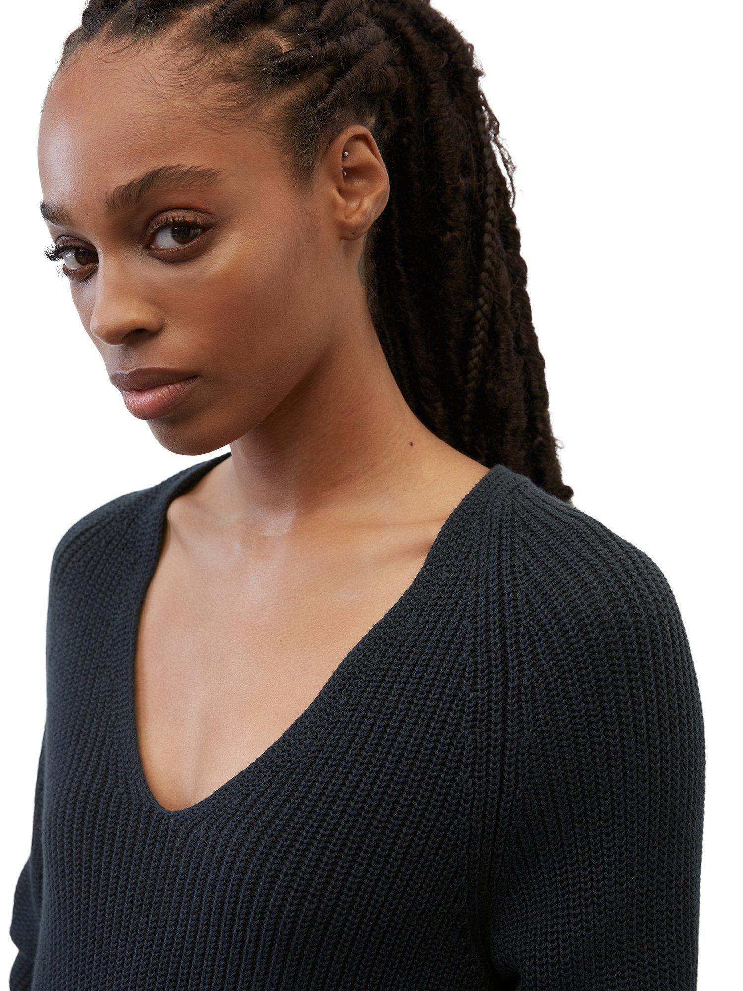 Product image 4 of 6, which shows Marc O'Polo Long Sleeve V-Neck Ribbed Jumper, Blue, XL