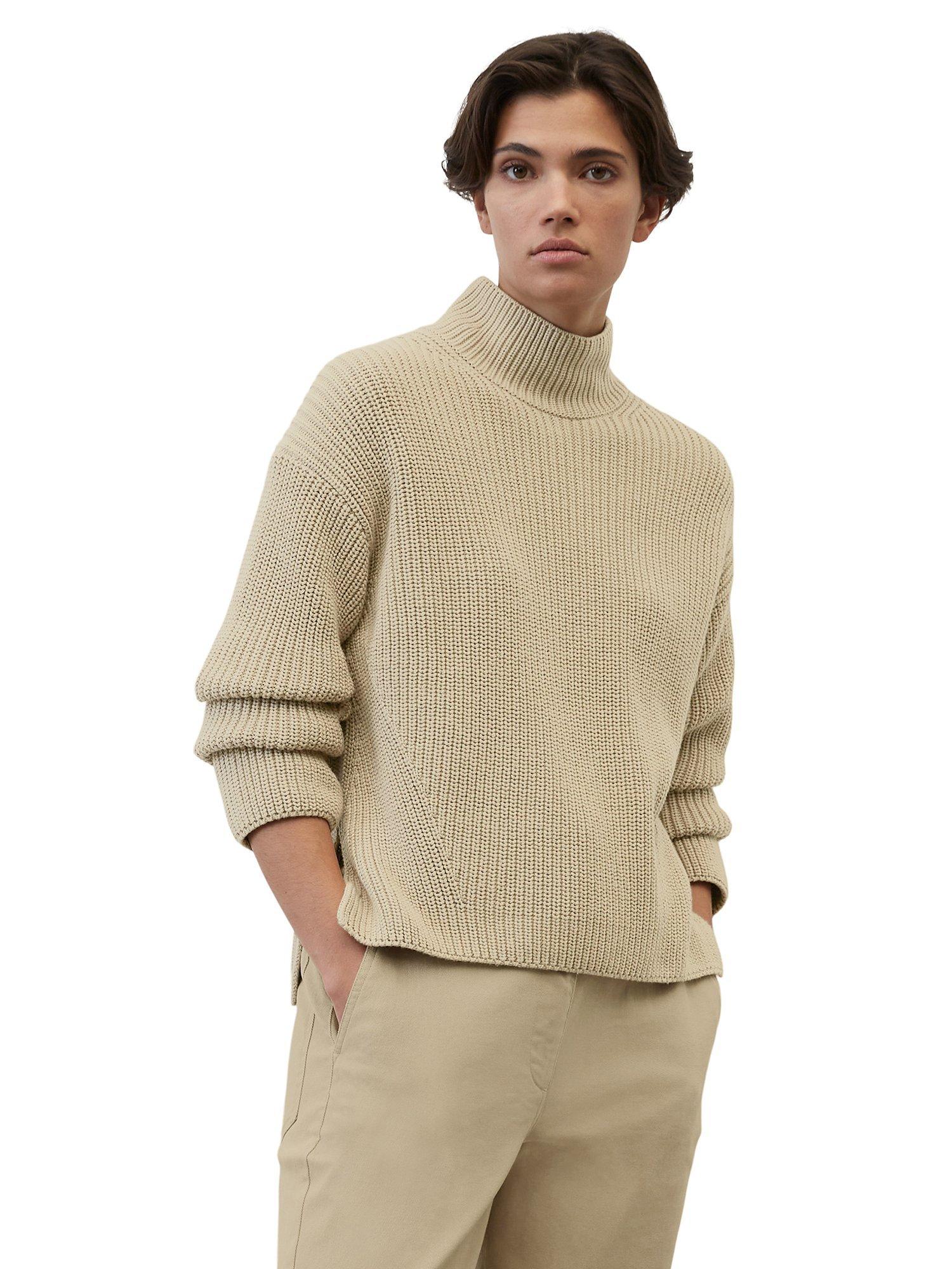 Marc O'Polo Cotton Mock Neck Jumper, Brown