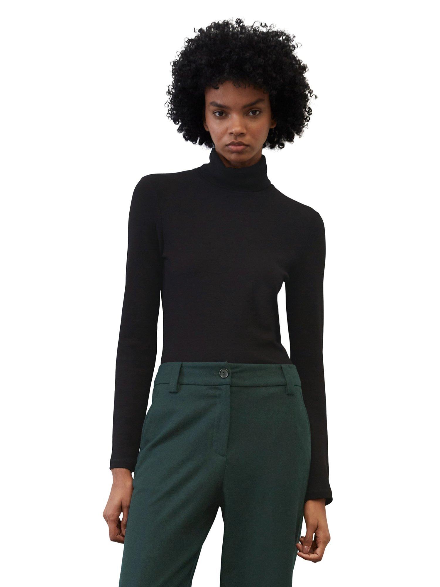 Marc O'Polo Ribbed Polo Neck Top, Black