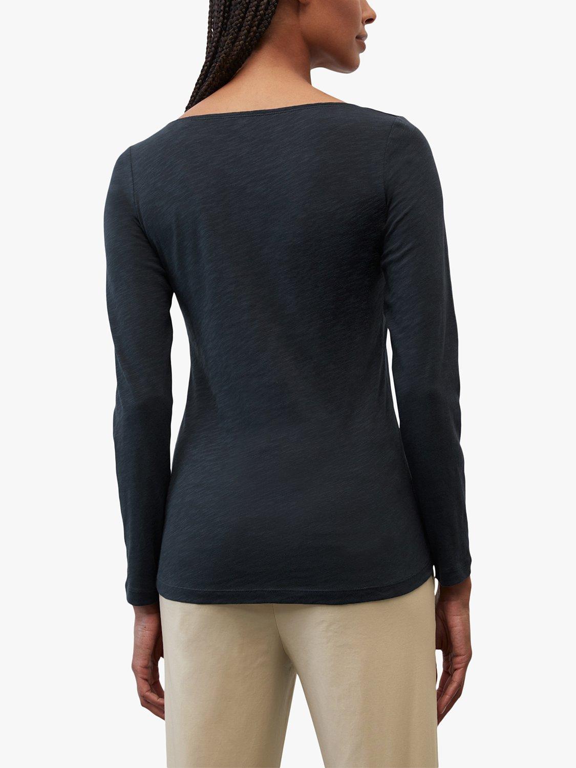 Product image 2 of 6, which shows Marc O'Polo Boat Neck Long Sleeve Cotton T-Shirt, Blue, XS