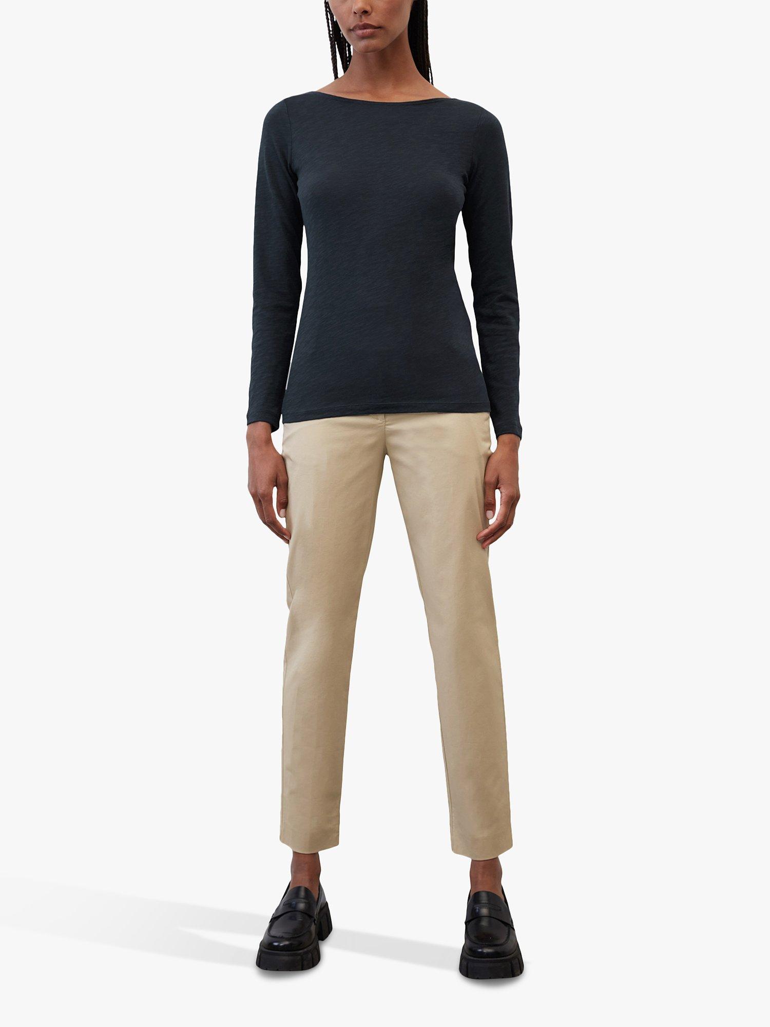Product image 3 of 6, which shows Marc O'Polo Boat Neck Long Sleeve Cotton T-Shirt, Blue, XS