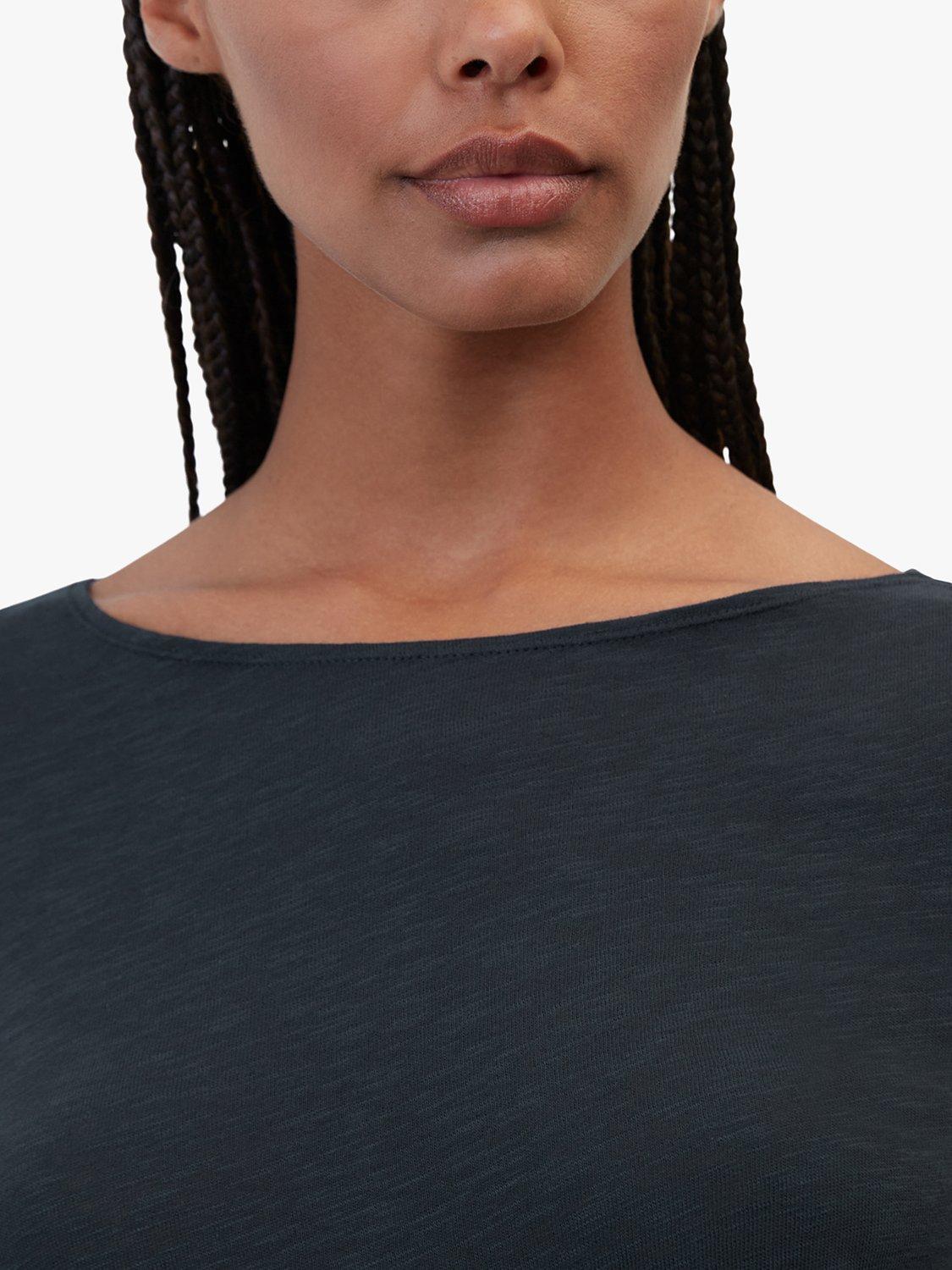 Product image 4 of 6, which shows Marc O'Polo Boat Neck Long Sleeve Cotton T-Shirt, Blue, XS