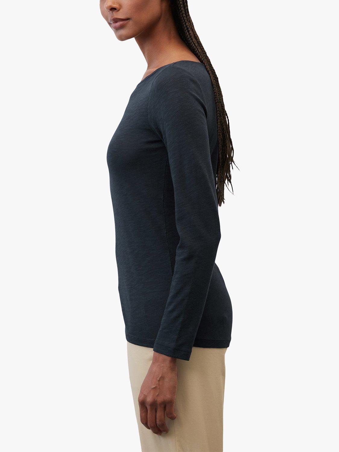 Product image 5 of 6, which shows Marc O'Polo Boat Neck Long Sleeve Cotton T-Shirt, Blue, XS