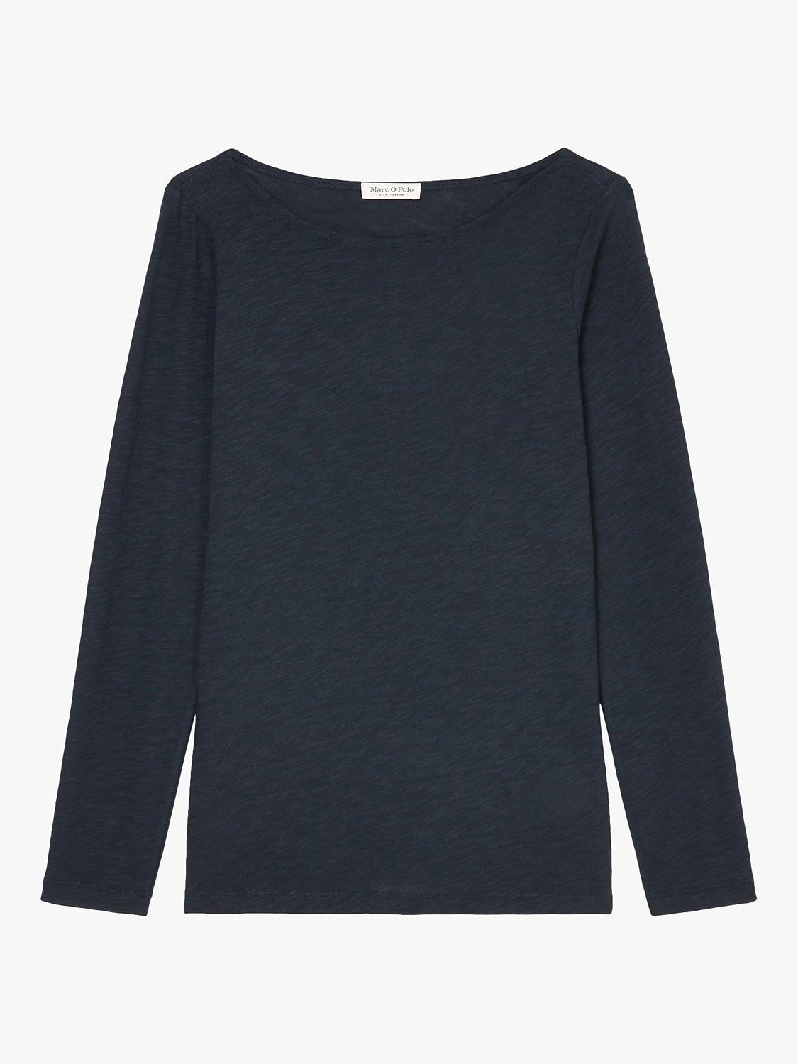 Product image 6 of 6, which shows Marc O'Polo Boat Neck Long Sleeve Cotton T-Shirt, Blue, XS