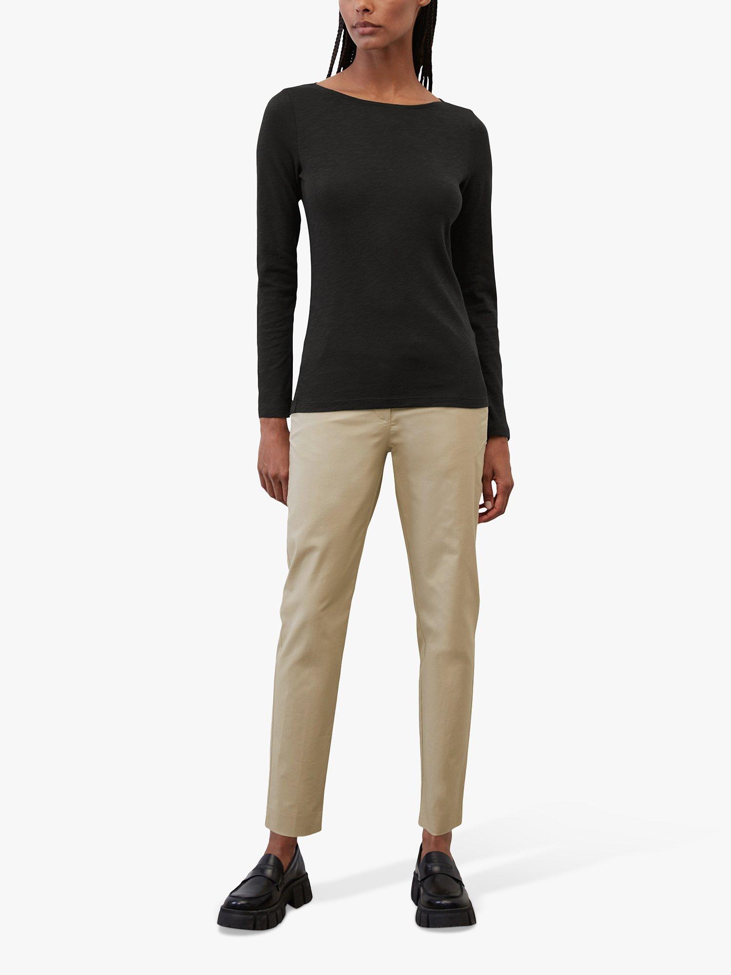 Product image 3 of 6, which shows Marc O'Polo Boat Neck Long Sleeve Cotton T-Shirt, Black, XXS