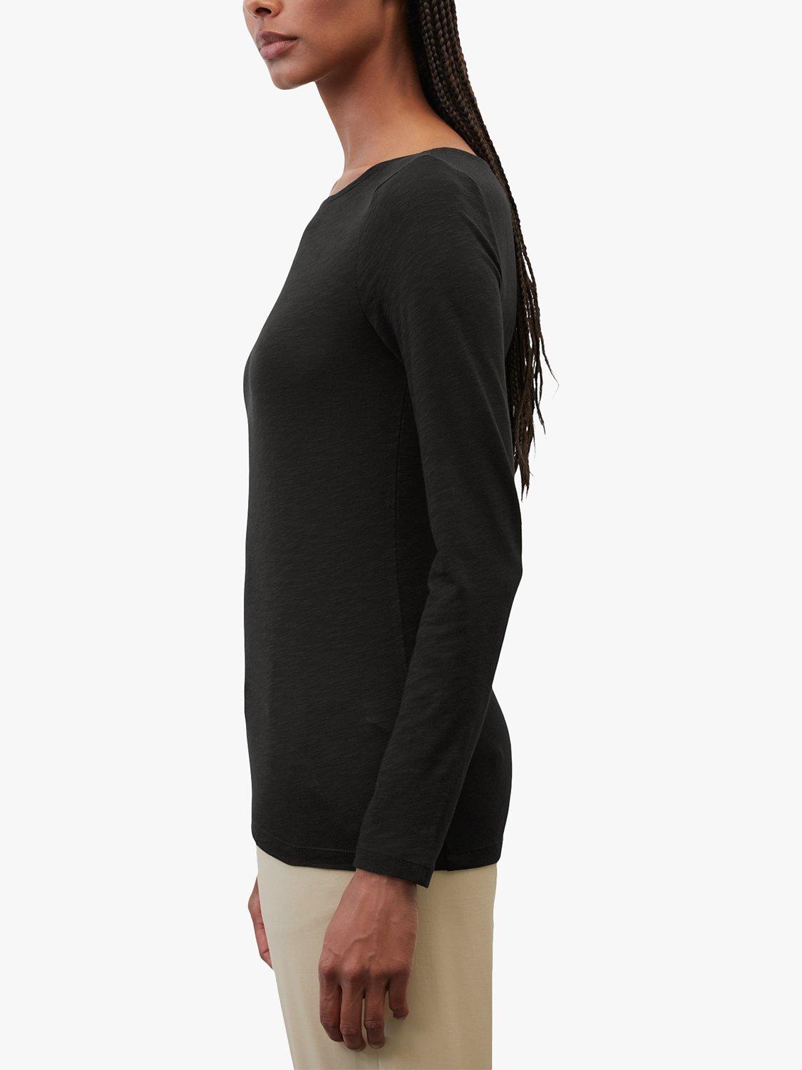Product image 5 of 6, which shows Marc O'Polo Boat Neck Long Sleeve Cotton T-Shirt, Black, XXS