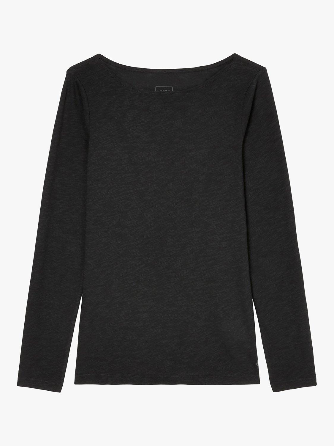 Product image 6 of 6, which shows Marc O'Polo Boat Neck Long Sleeve Cotton T-Shirt, Black, XXS