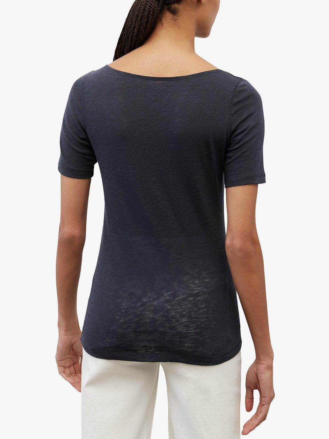 Product image 2 of 5, which shows Marc O'Polo Boat Neck Short Sleeve Cotton T-Shirt, Blue, XXS
