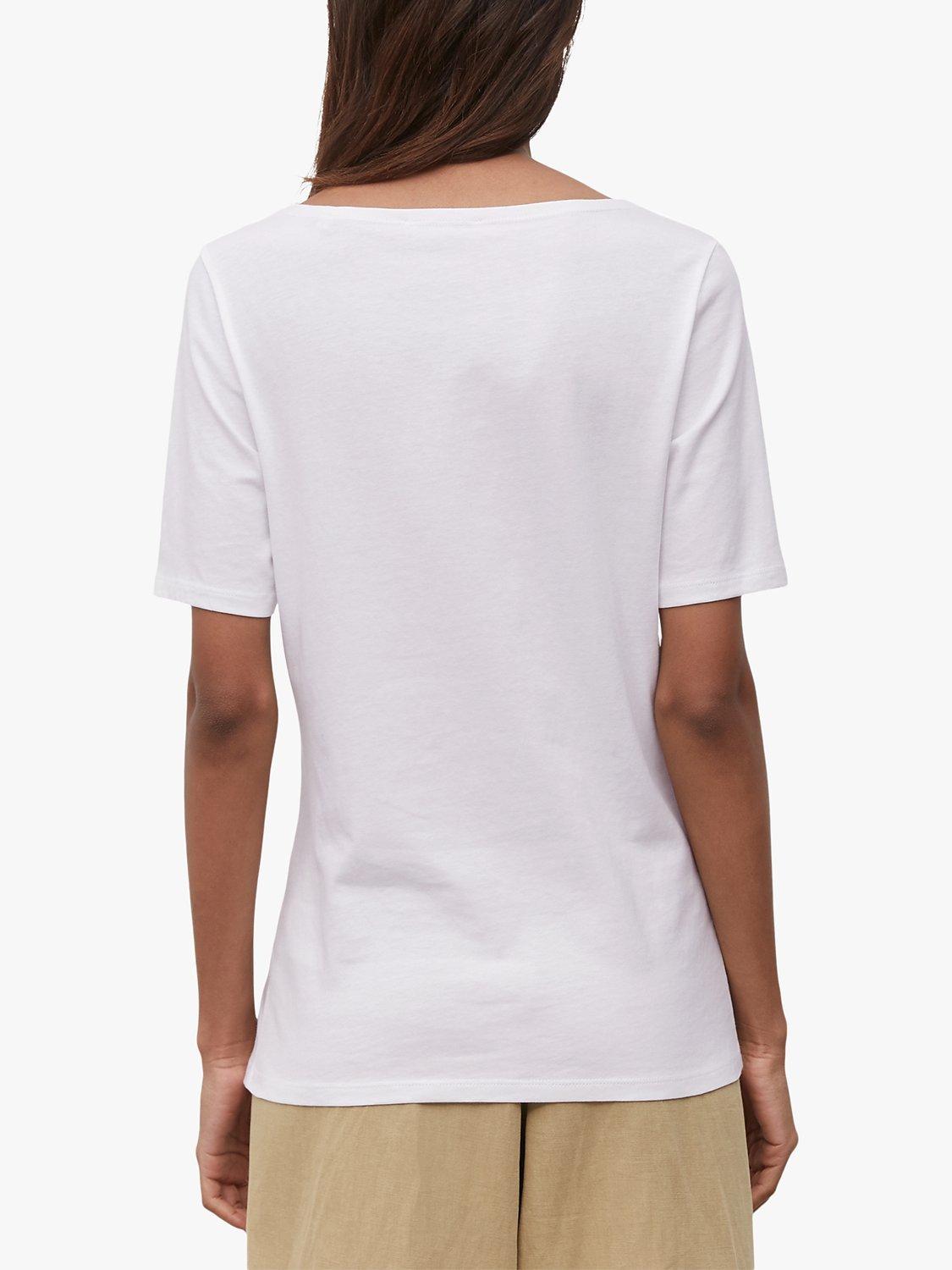 Product image 2 of 5, which shows Marc O'Polo Boat Neck Cotton Logo Short Sleeve T-Shirt, White, XS