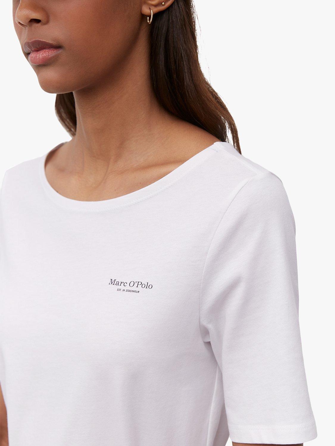 Product image 4 of 5, which shows Marc O'Polo Boat Neck Cotton Logo Short Sleeve T-Shirt, White, XS