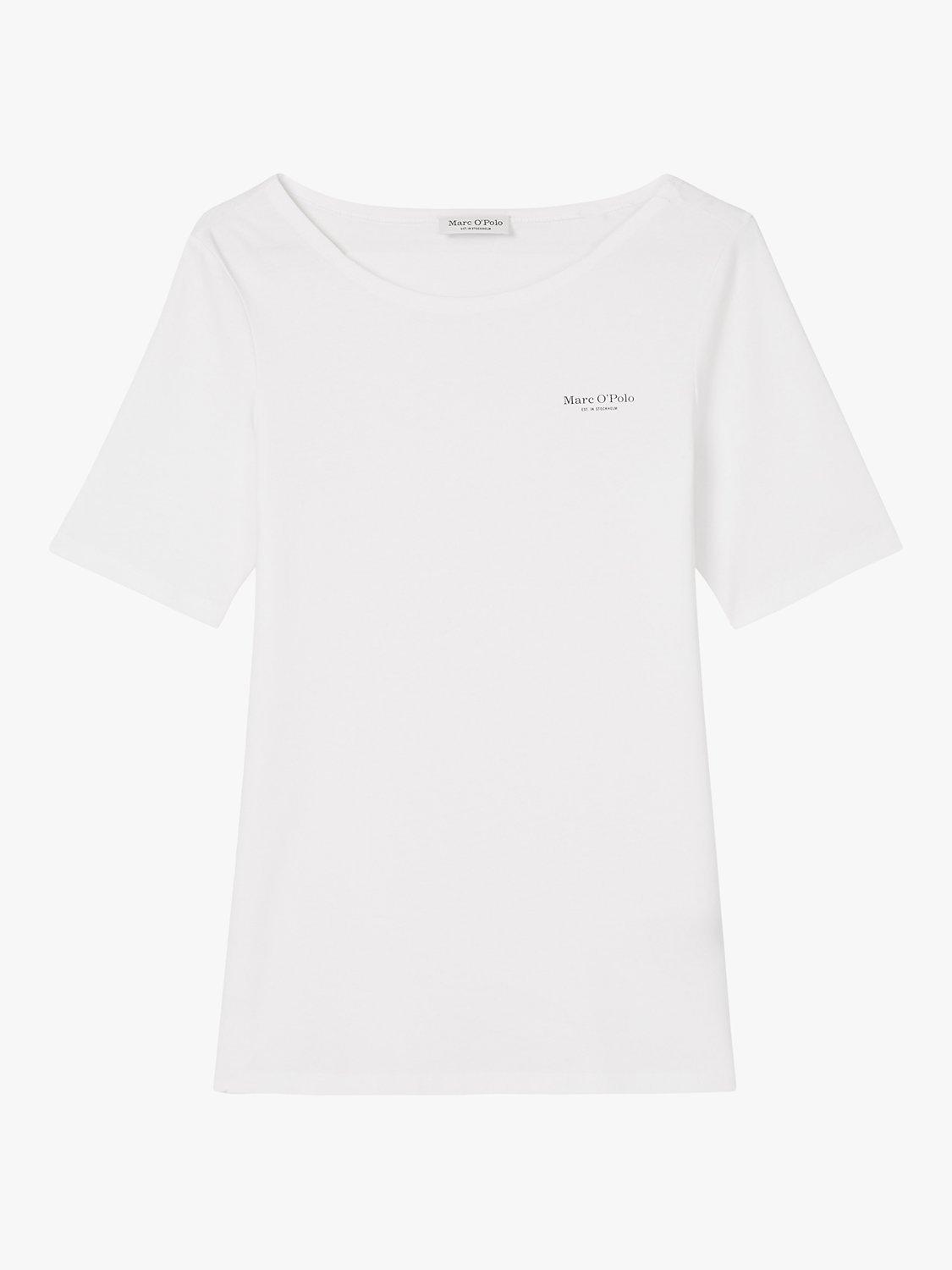 Product image 5 of 5, which shows Marc O'Polo Boat Neck Cotton Logo Short Sleeve T-Shirt, White, XS