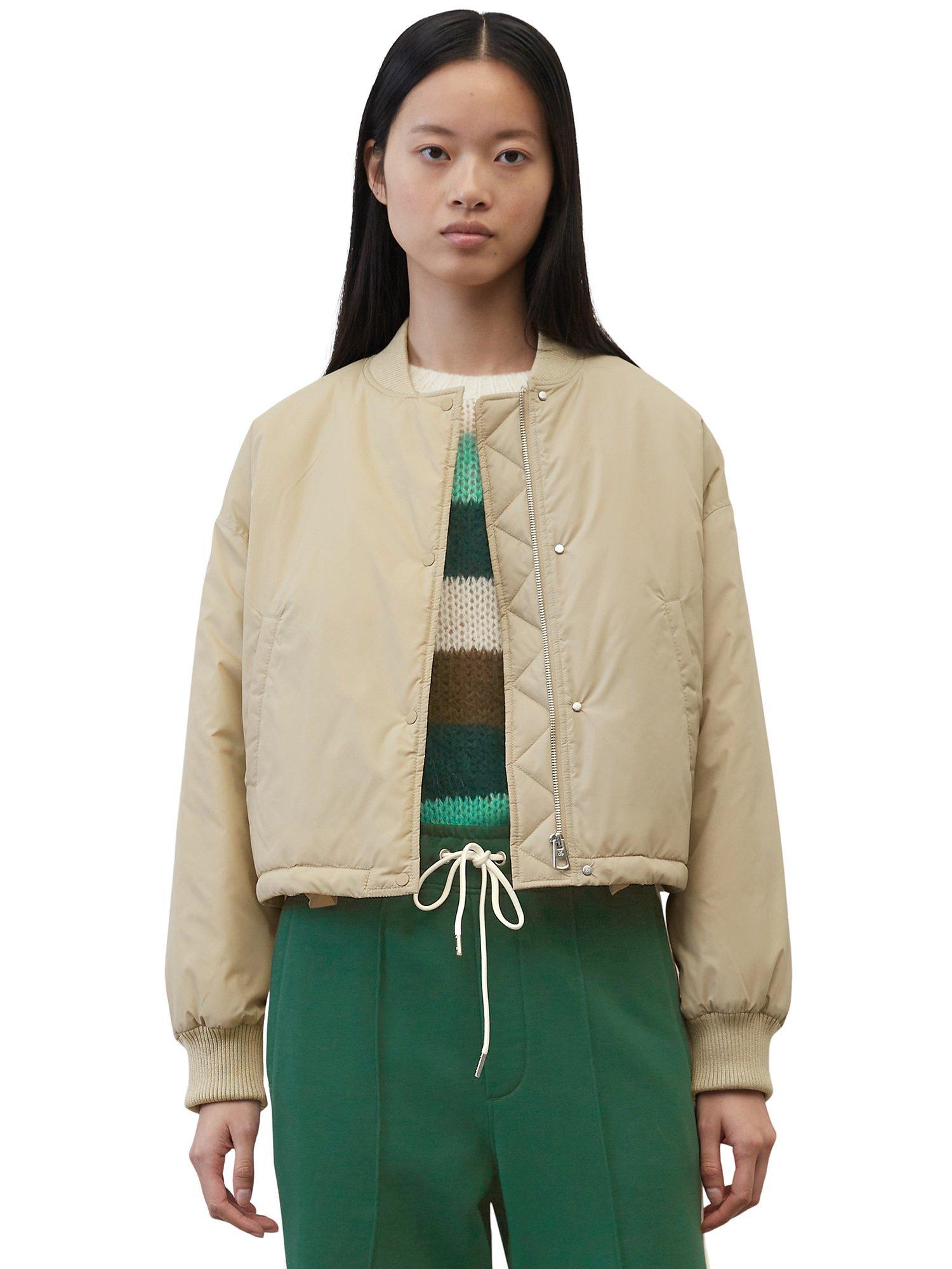 Marc O'Polo Padded Cropped Knit Collar Jacket, Brown