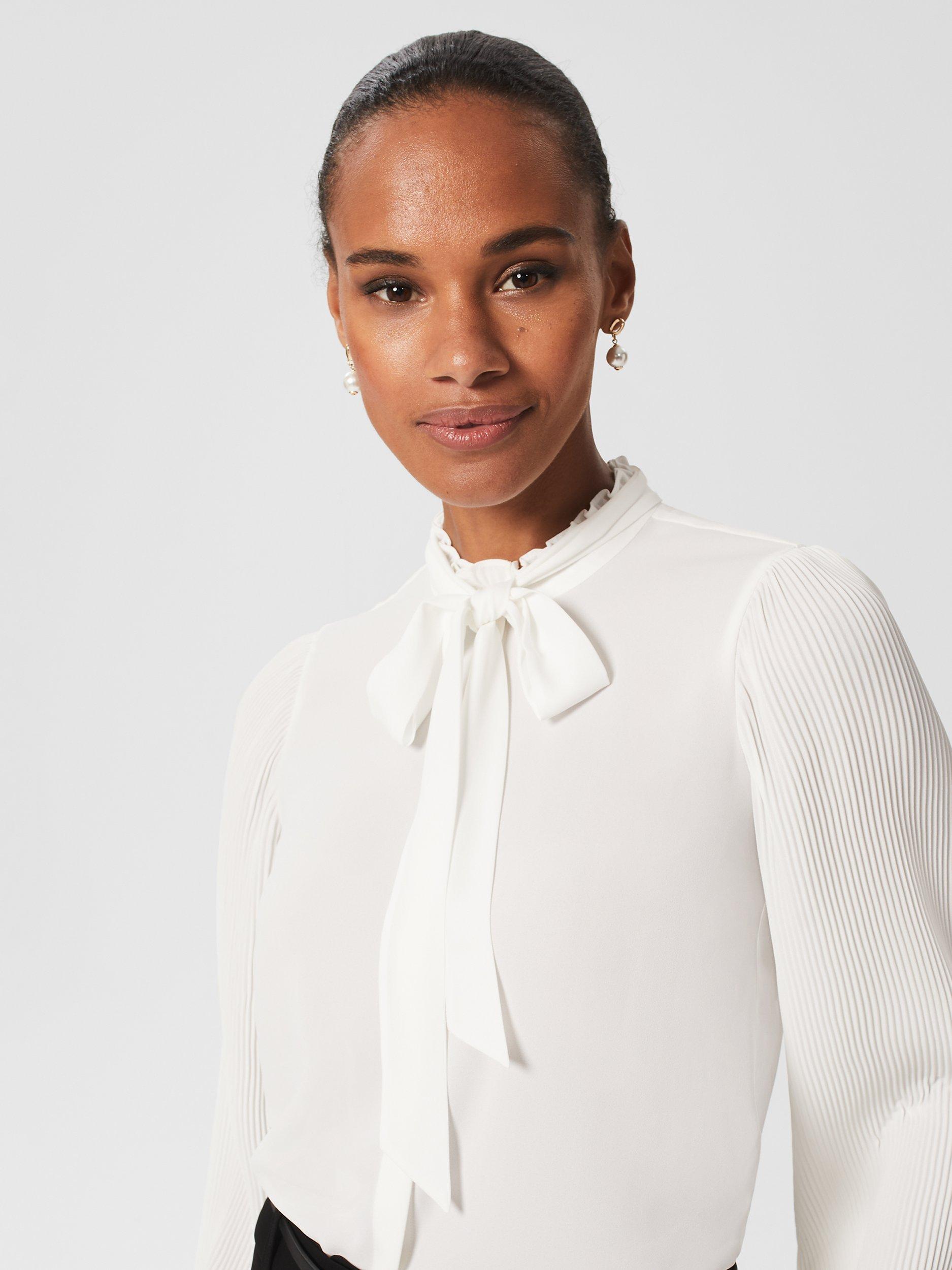 Hobbs Maya Tie Neck Blouse, Ivory