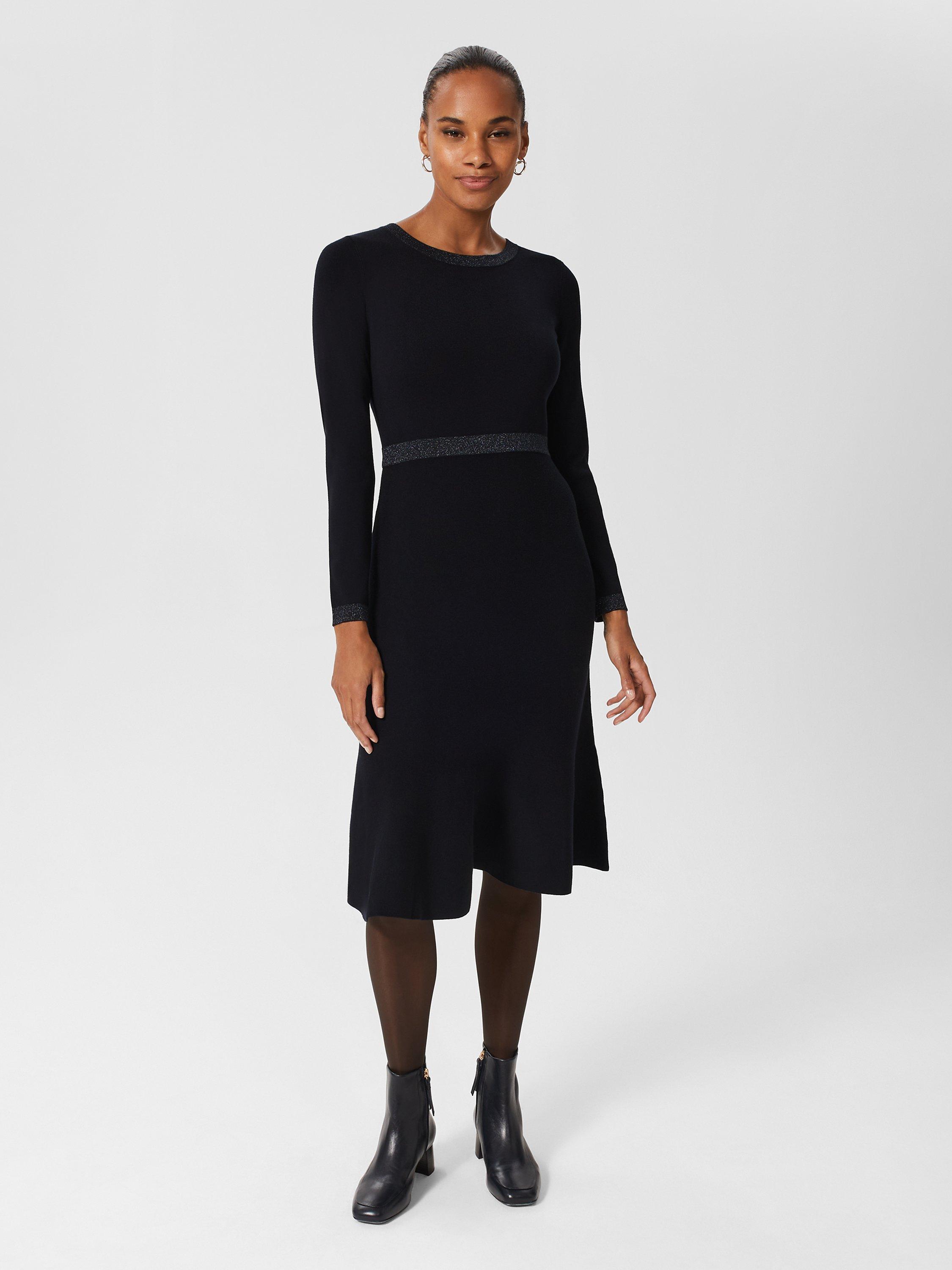 Hobbs Cleo Knitted Midi Dress Navy