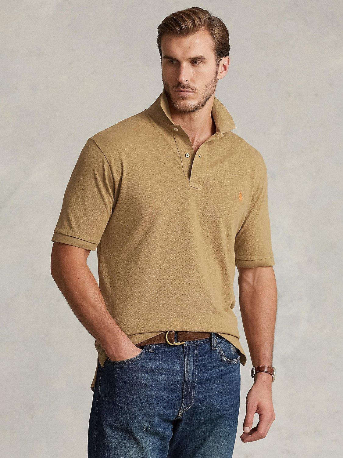 Polo Ralph Lauren Slim Short Sleeve Polo Top, Brown, 2XB
