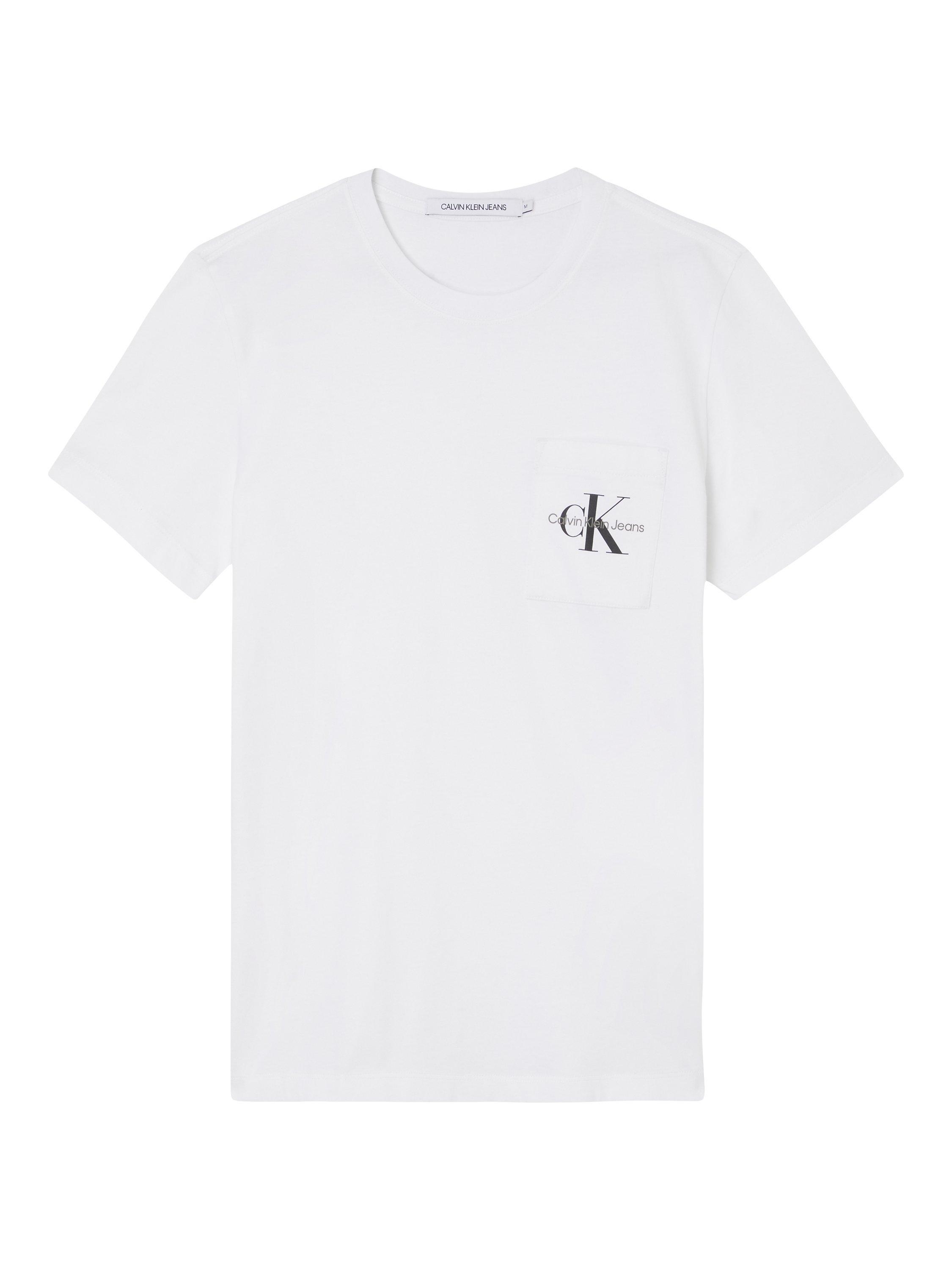 Product image 3 of 4, which shows Calvin Klein Jeans Monogram Pocket T-Shirt, Bright White, XXS