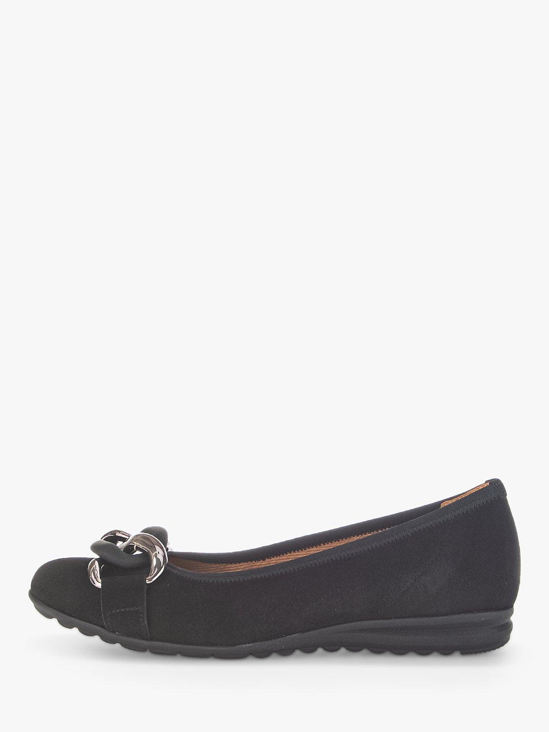 Gabor Sabia Wide Fit Suede Ballet Pumps, Black