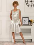 Jolie Moi Leela Cowl Neck Dress, Silver