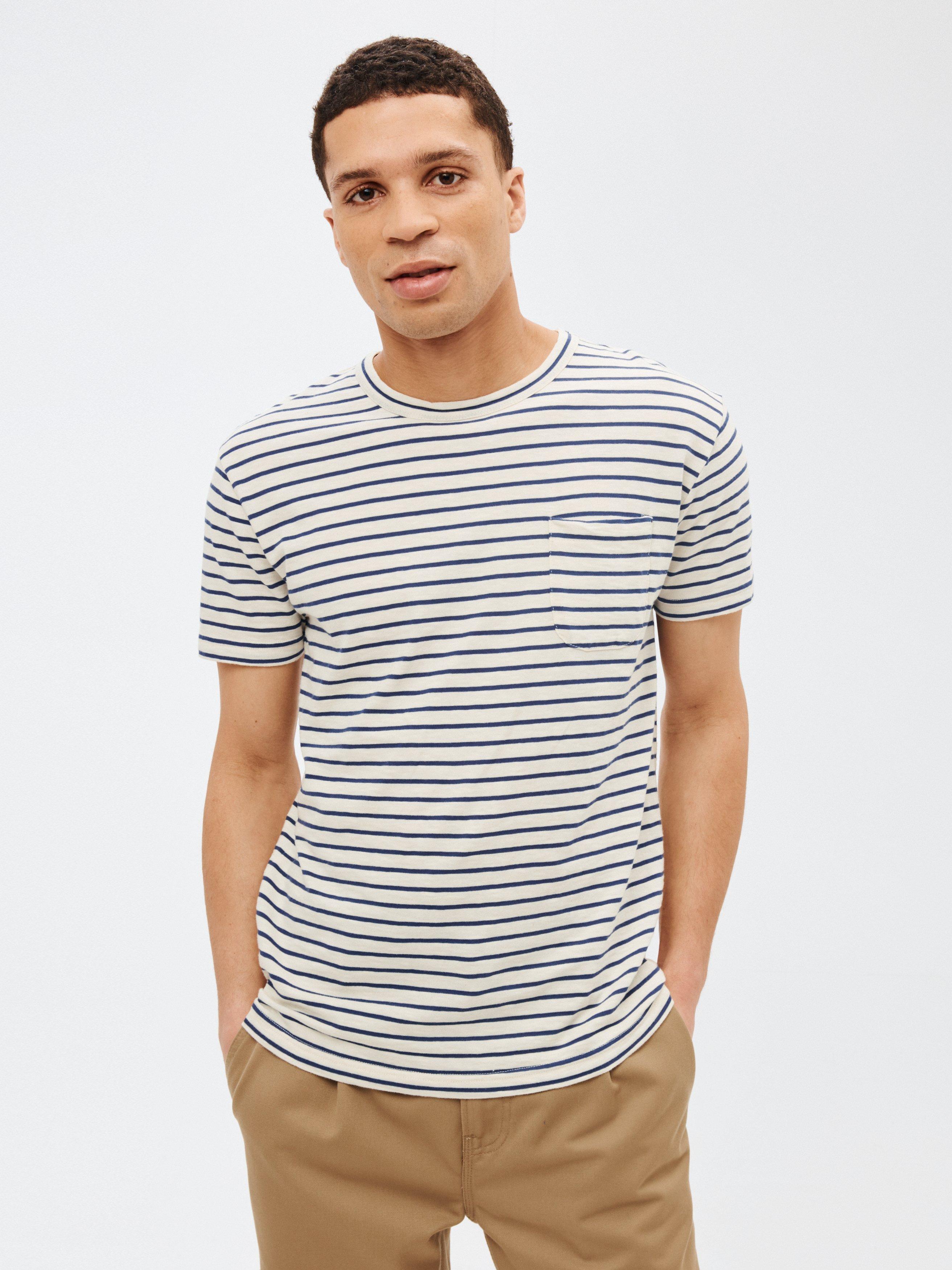 La Paz Guerreiro Stripe T-Shirt, Off-White/Blue, XL