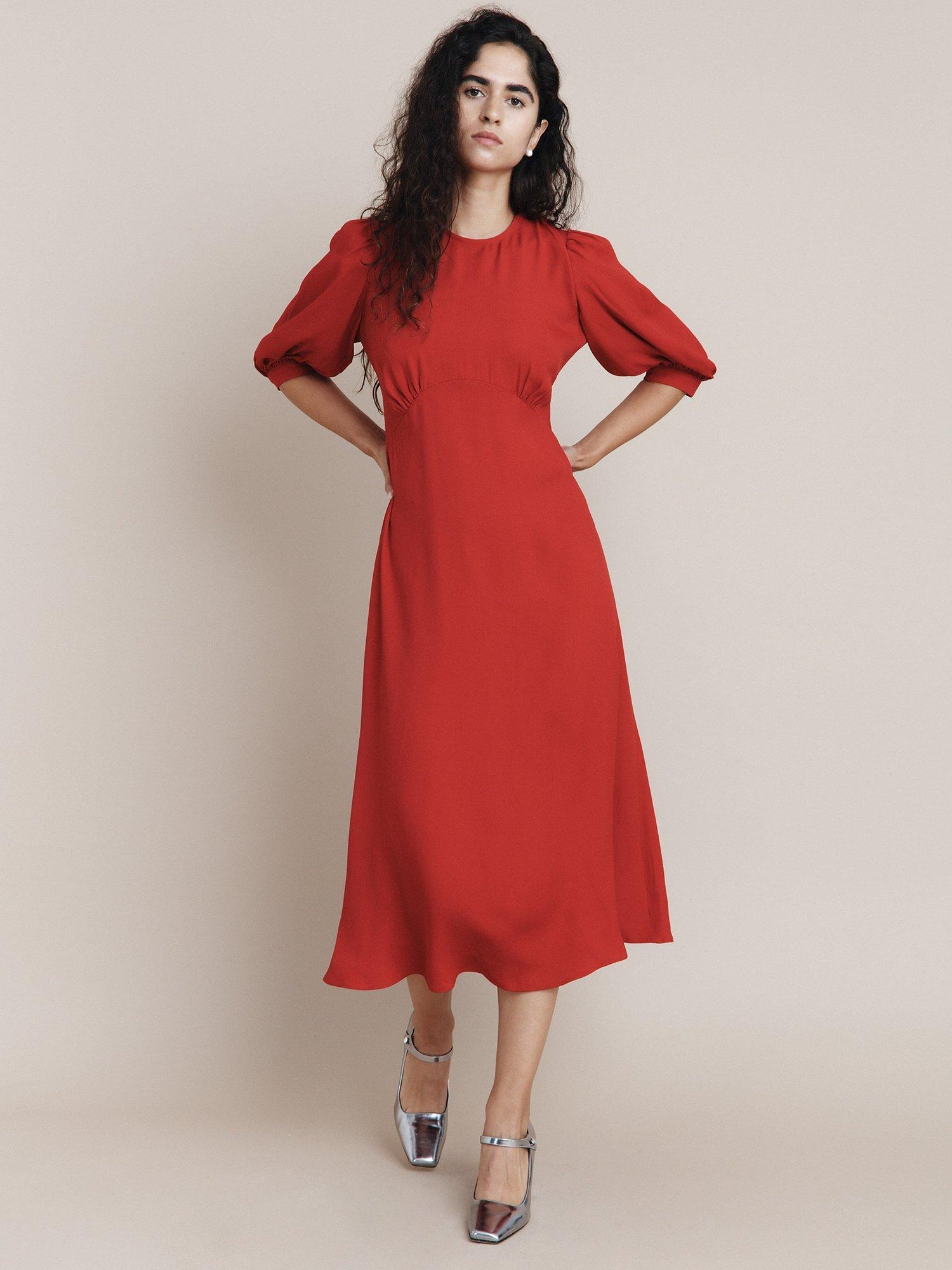 Ghost Winona Open Back Empire Line Dress, Red