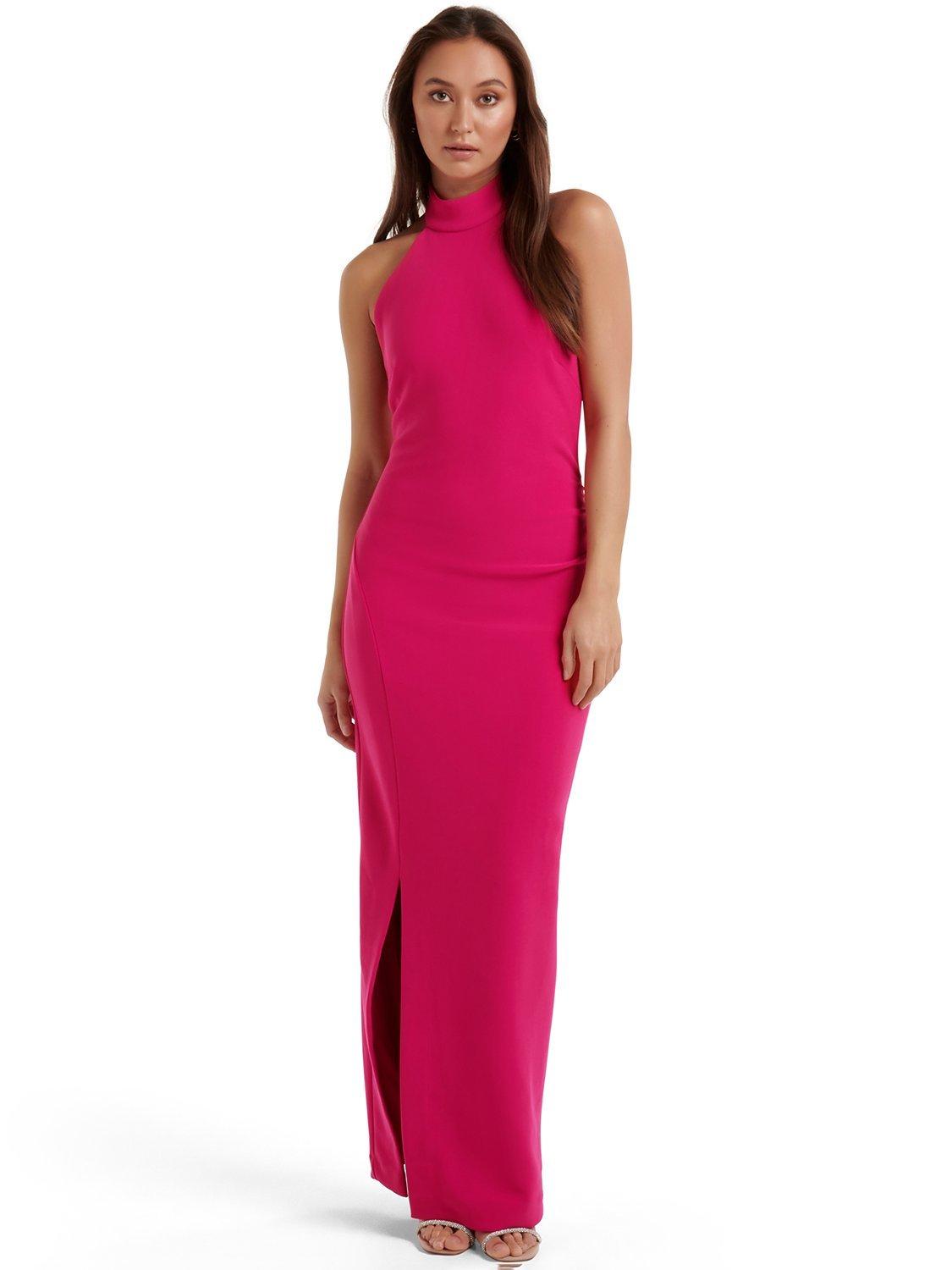 Forever New Eva High Neck Split Bodycon Maxi Dress, Bright Rose
