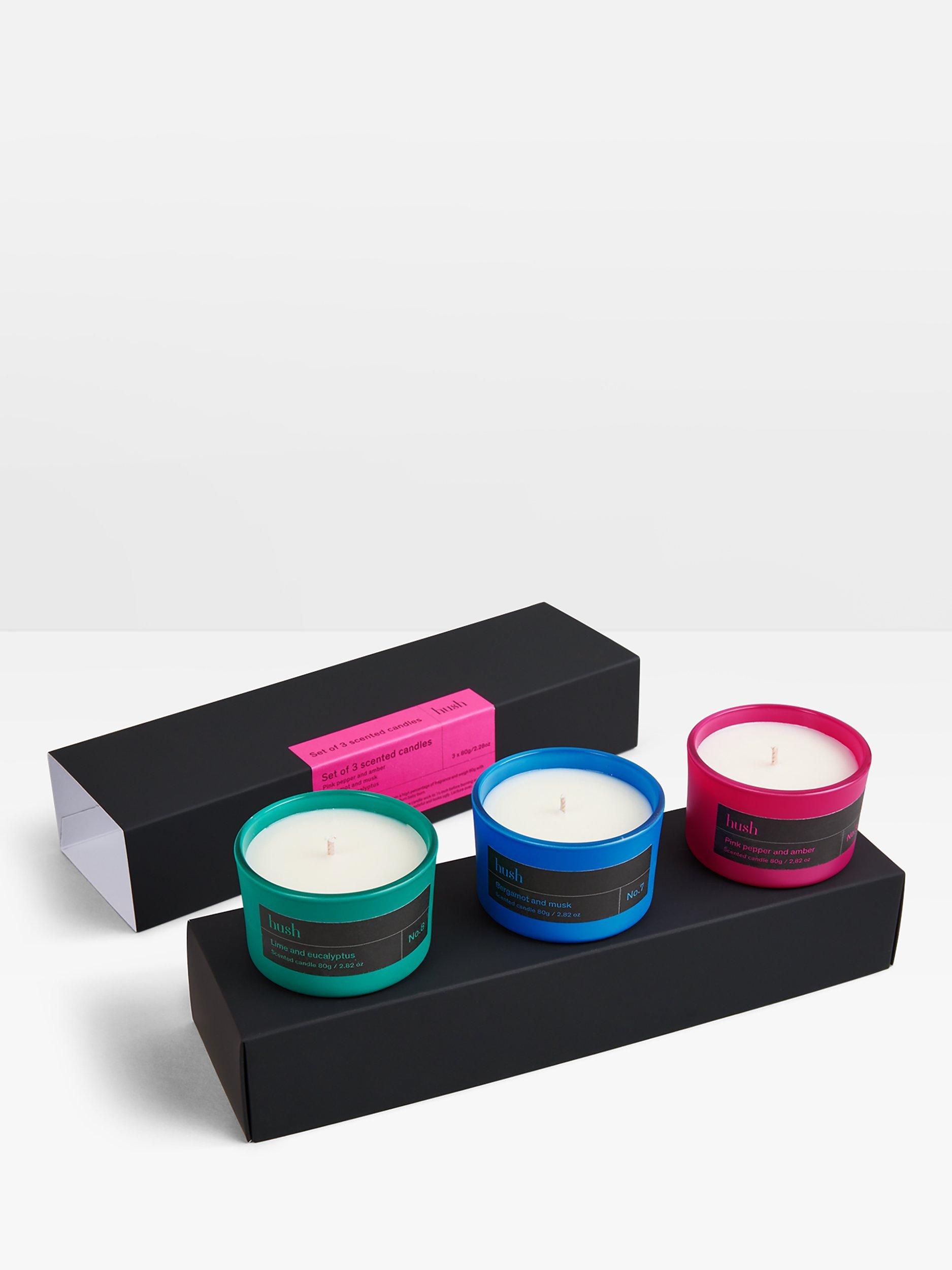 HUSH Set Of Three Mini Candles, Black