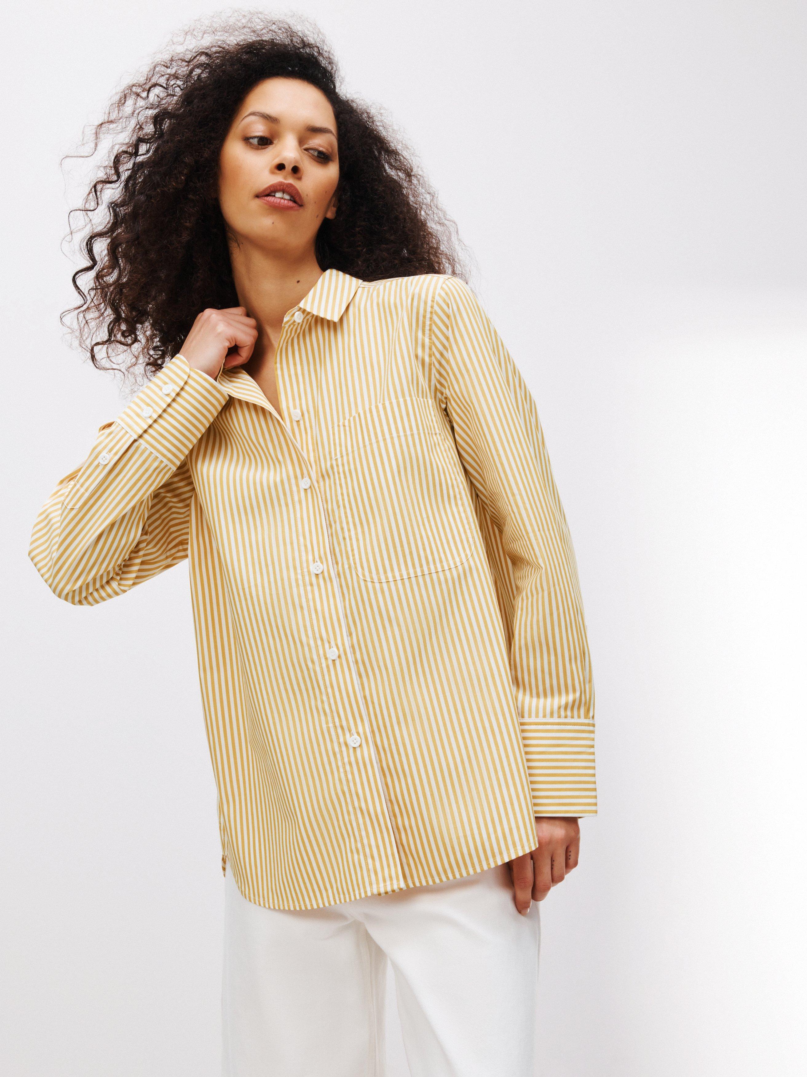 Kin Slim Stripe Long Sleeve Shirt, Ochre