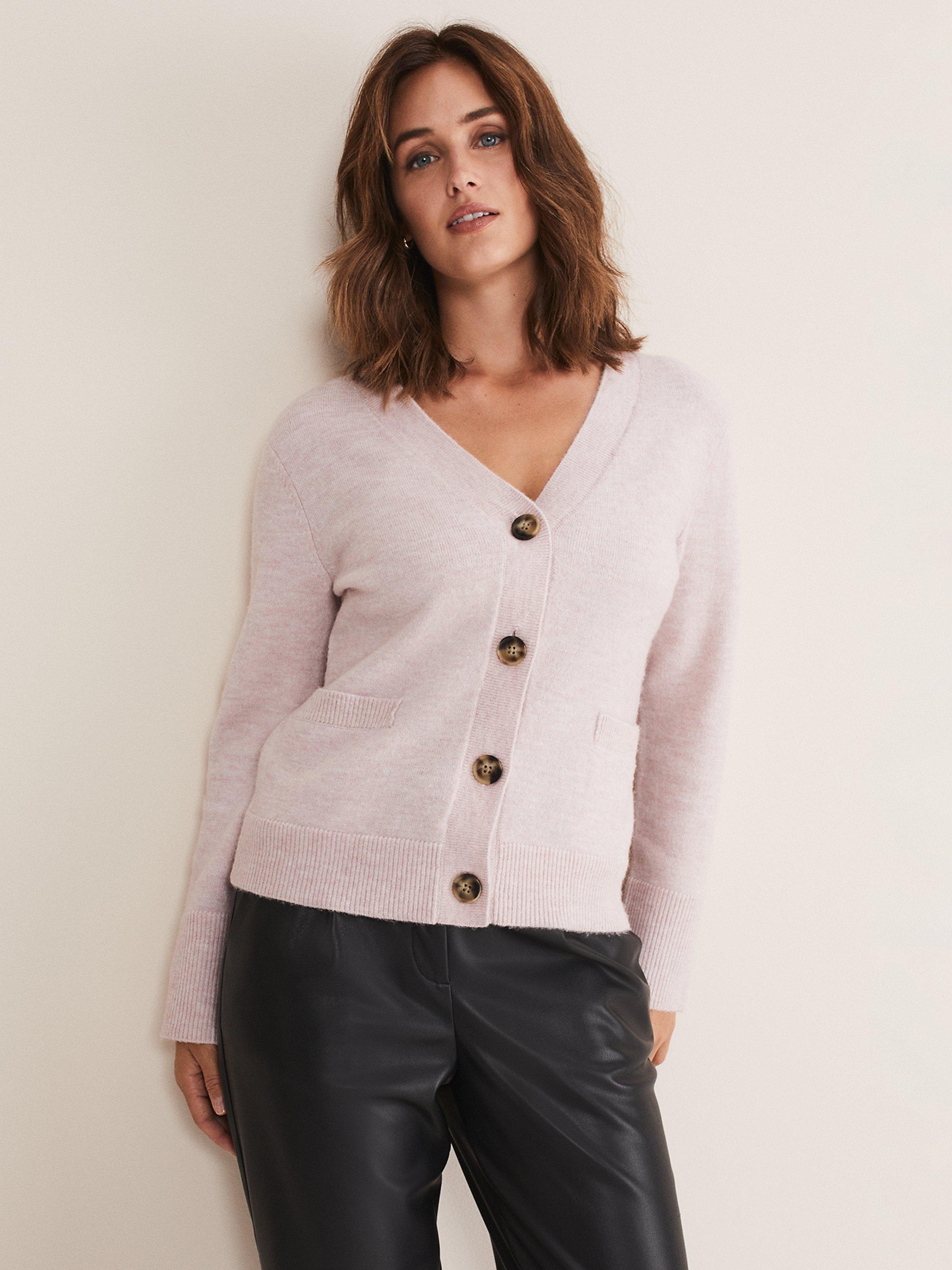 Phase Eight Ima Cosy Wool Blend Cardigan, Soft Pink