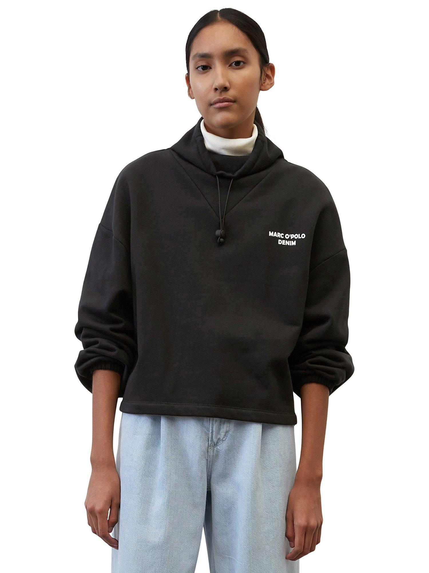 Marc O'Polo Denim High Neck Cotton Printed Sweatshirt, Black