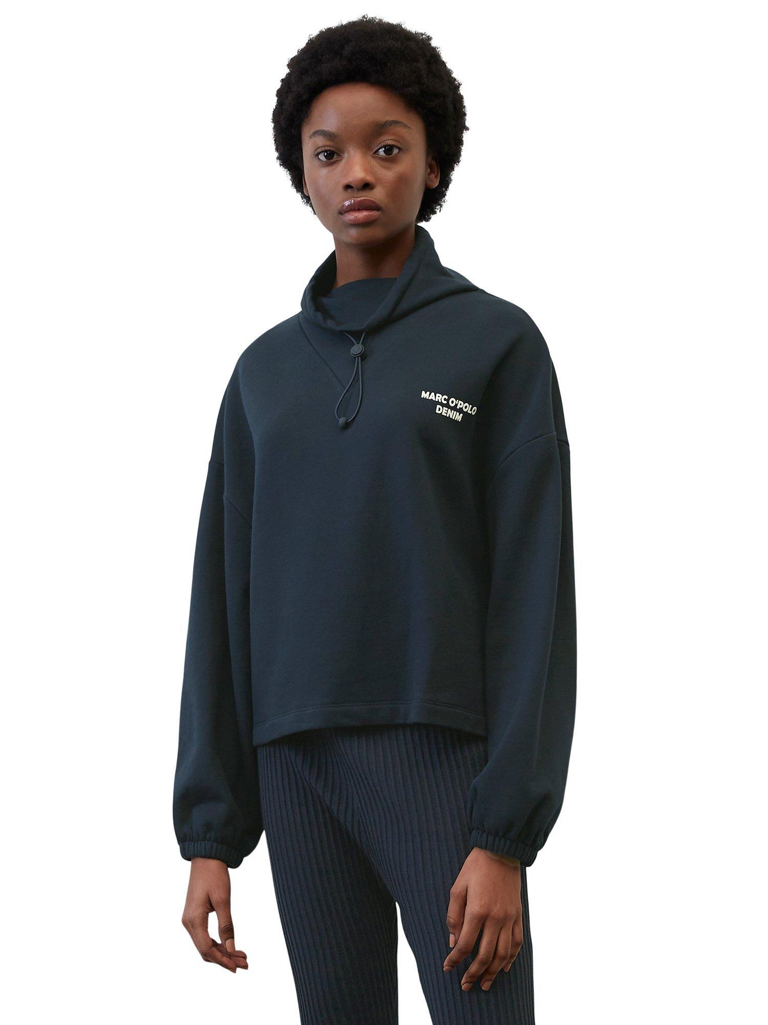 Marc O'Polo Denim High Neck Cotton Printed Sweatshirt, Blue, L